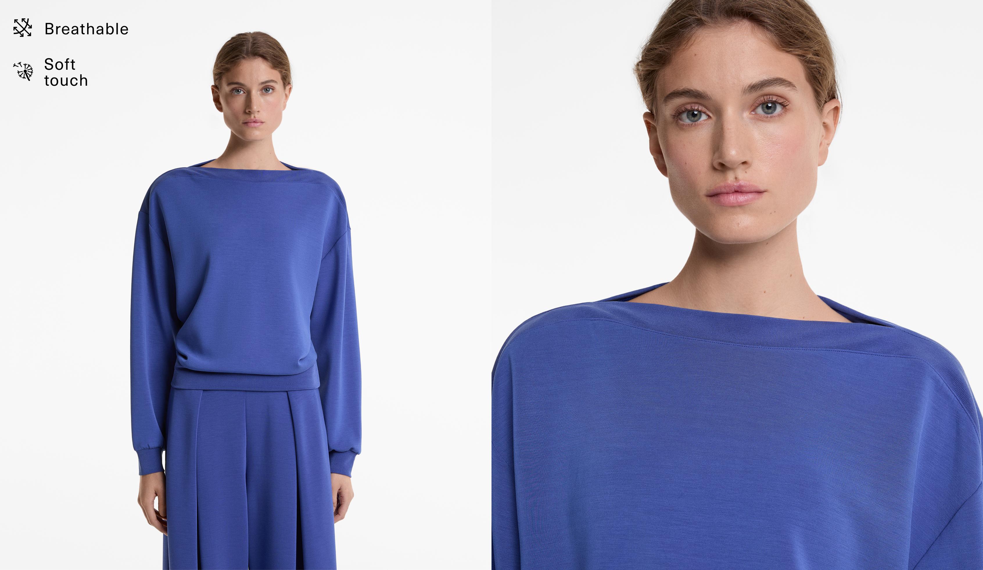Soft Touch boat neck sweatshirt with modal
