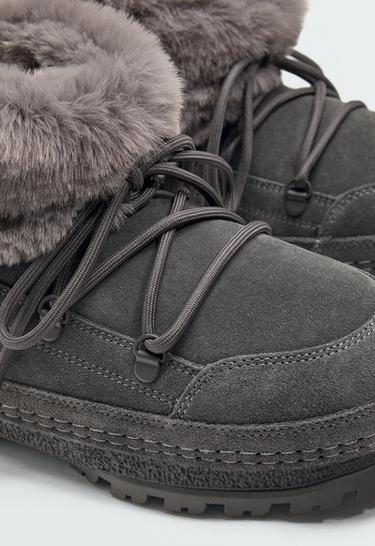 Technical suede lace-up boot — GREY 7