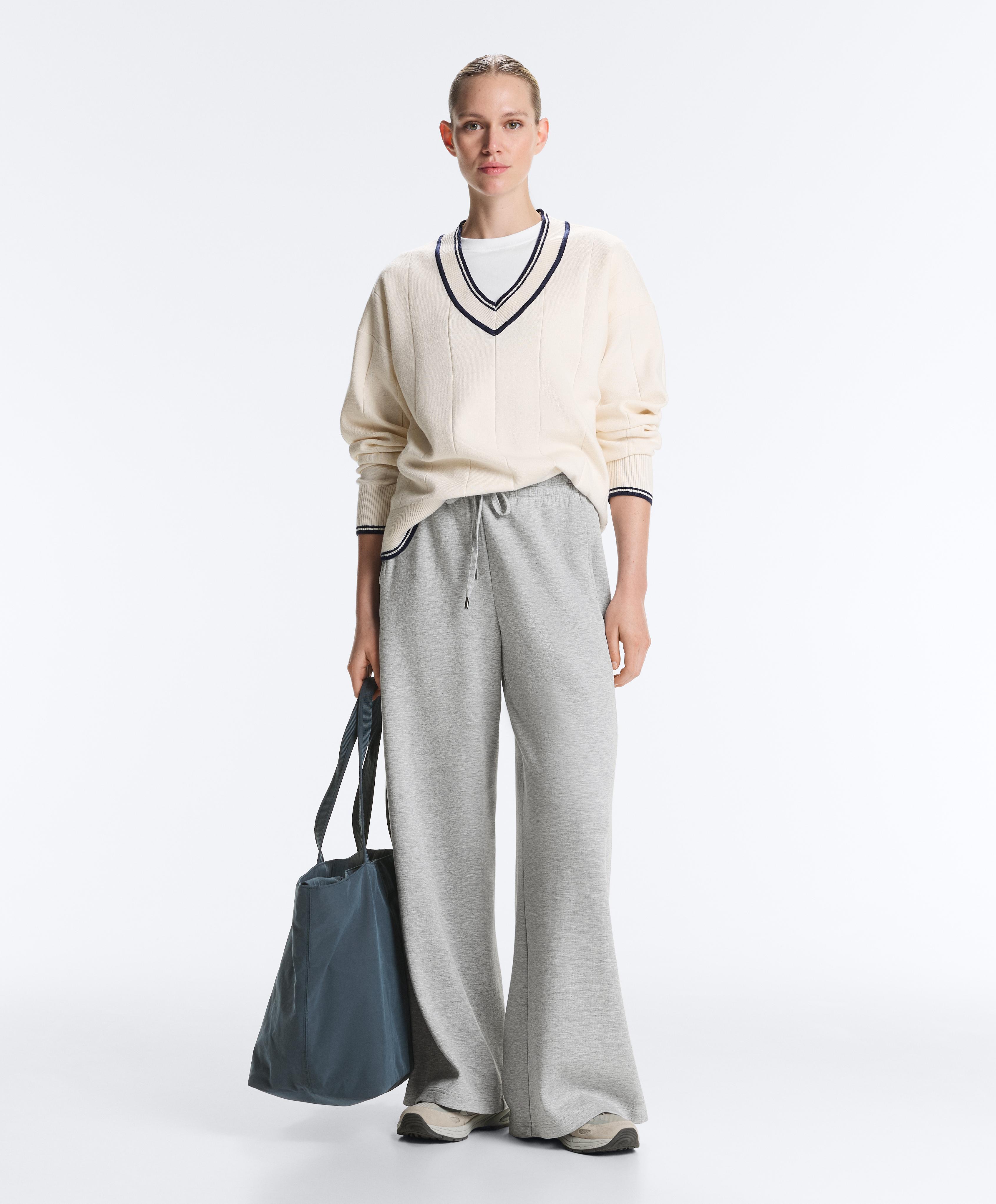 Штани прямого крою меланж піке