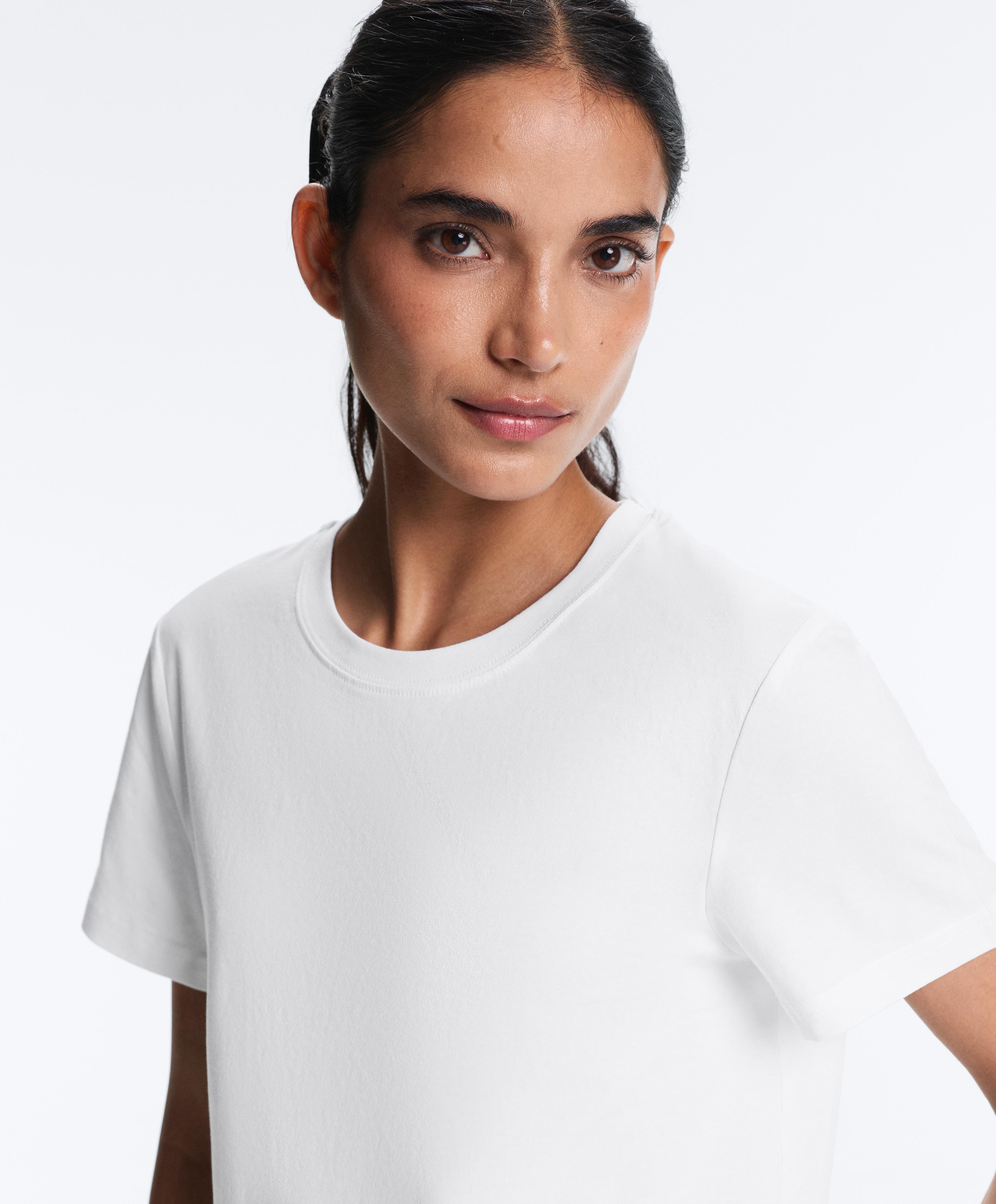 Regular cotton blend short-sleeve T-shirt — WHITE
