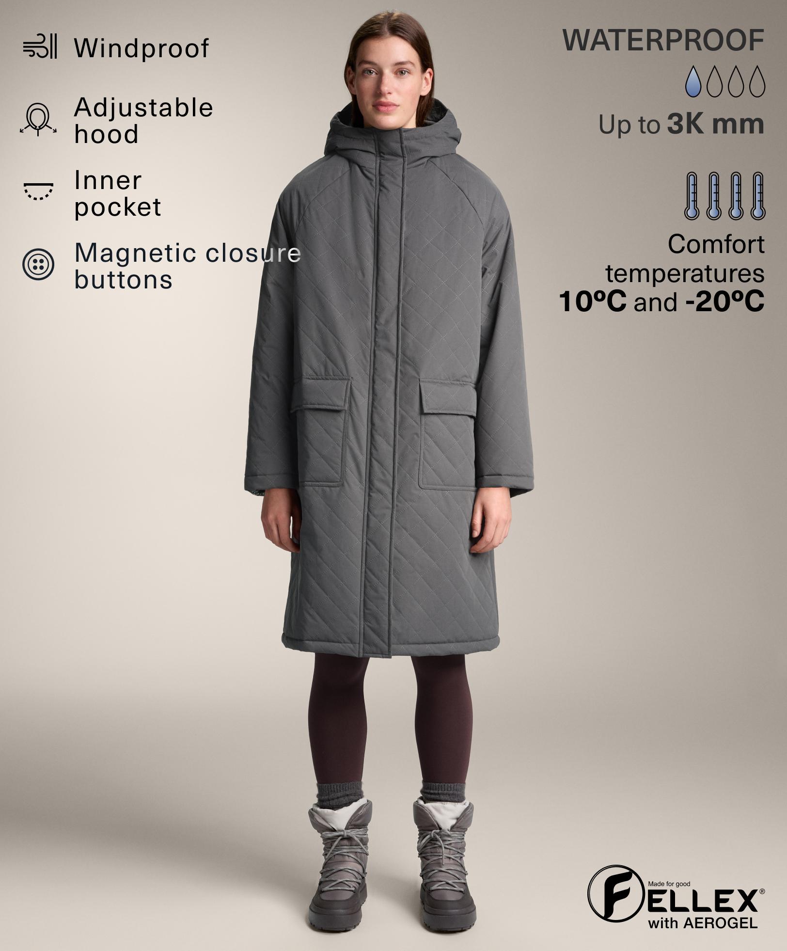 Lange gewatteerde waterdichte jas 3k FELLEX® met AEROGEL Lange gewatteerde waterdichte jas 3k FELLEX® met AEROGEL