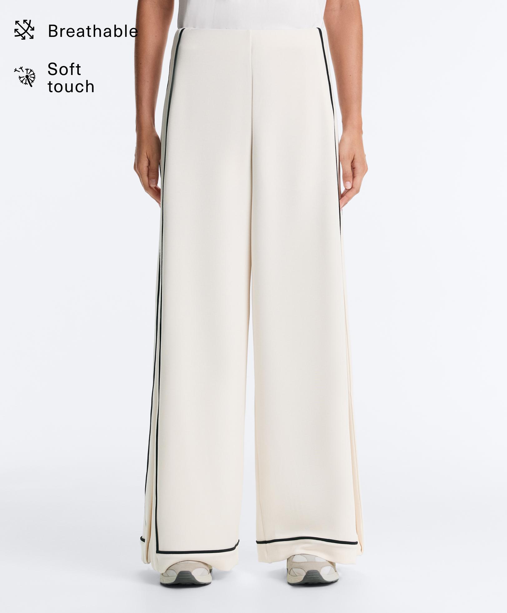 Soft-touch modal wide-leg trousers with contrast piping Soft-touch modal wide-leg trousers with contrast piping