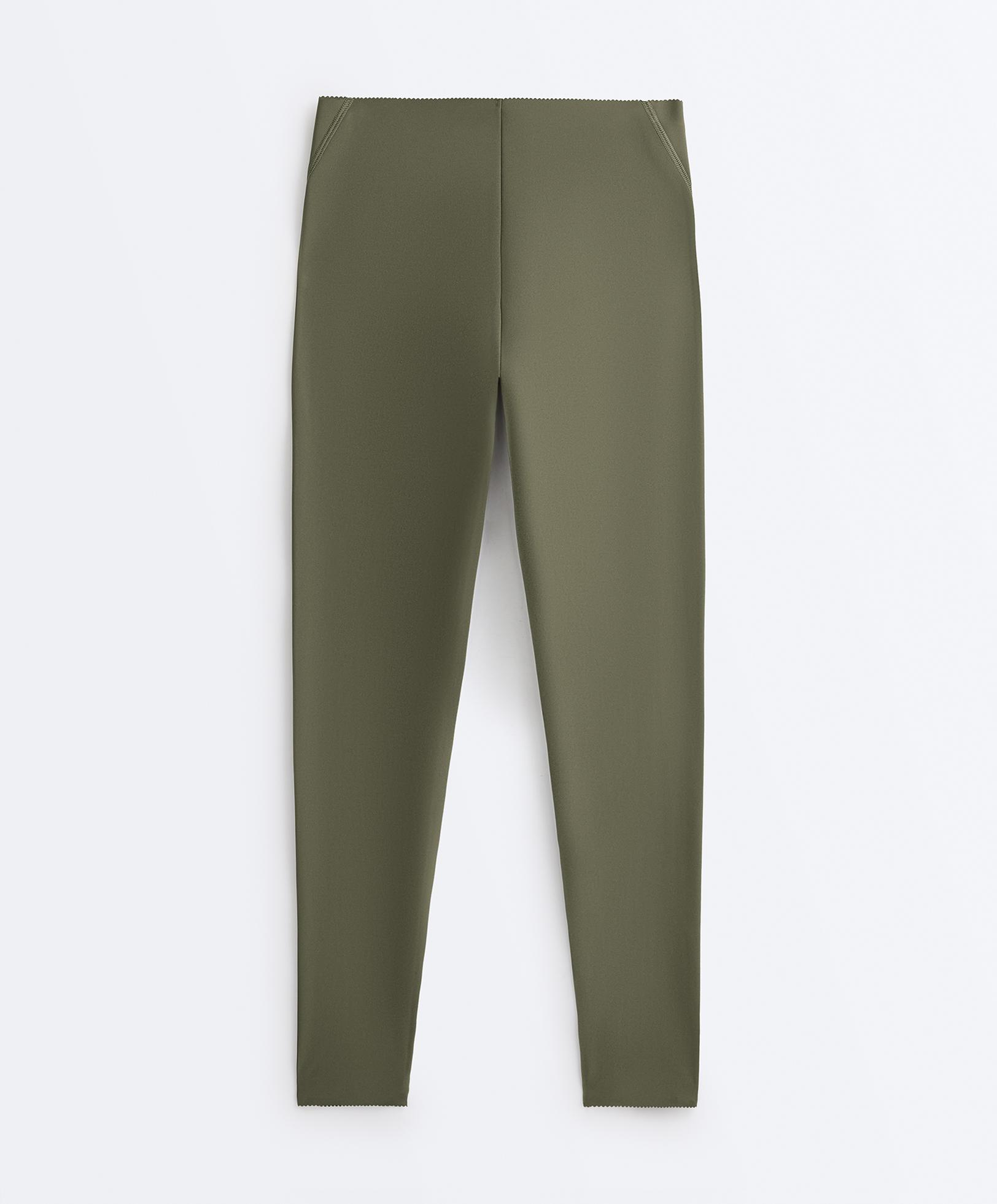 Compressive high-rise core-control ankle-length leggings — KHAKI