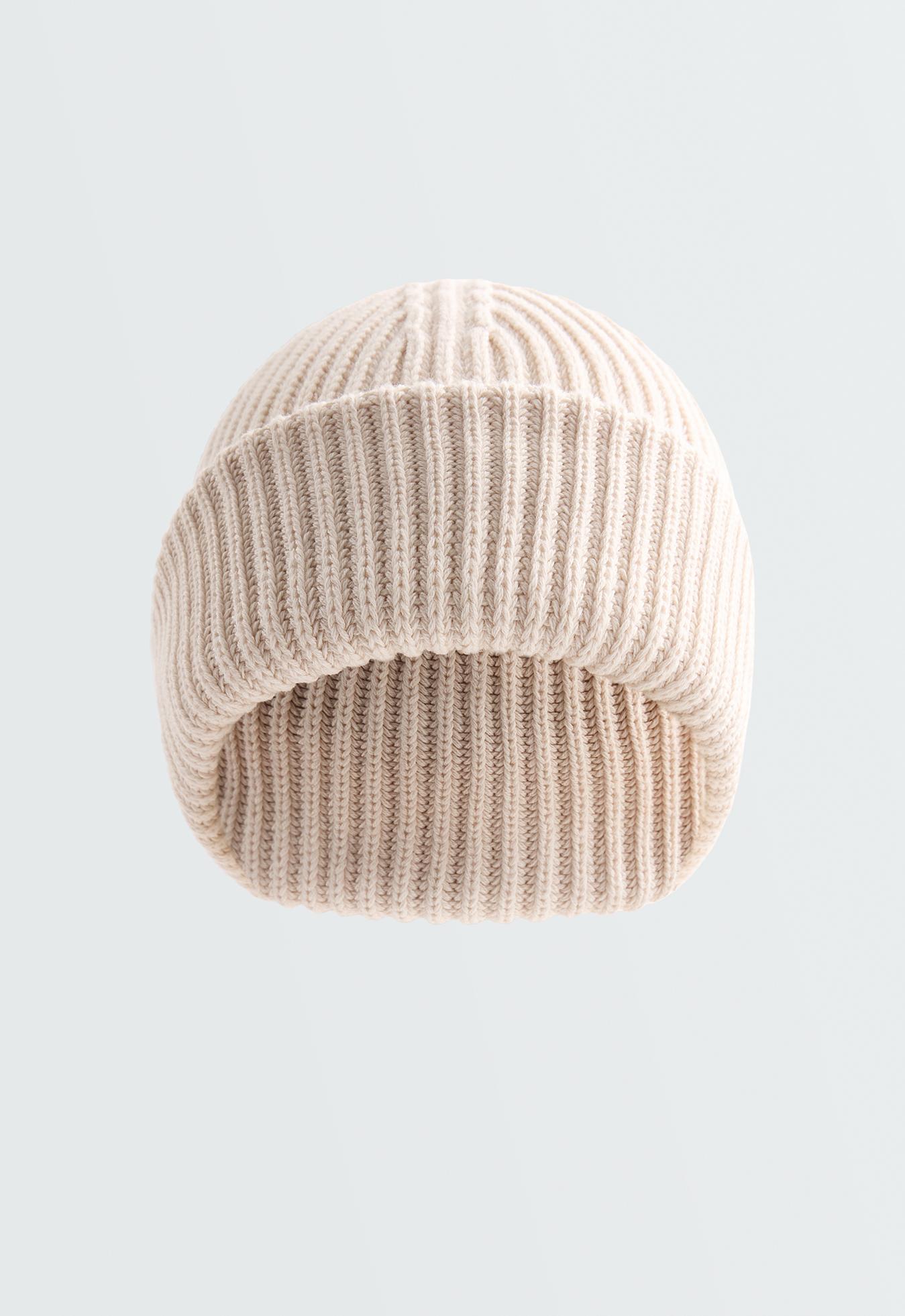 100% cotton ribbed beanie — ECRU