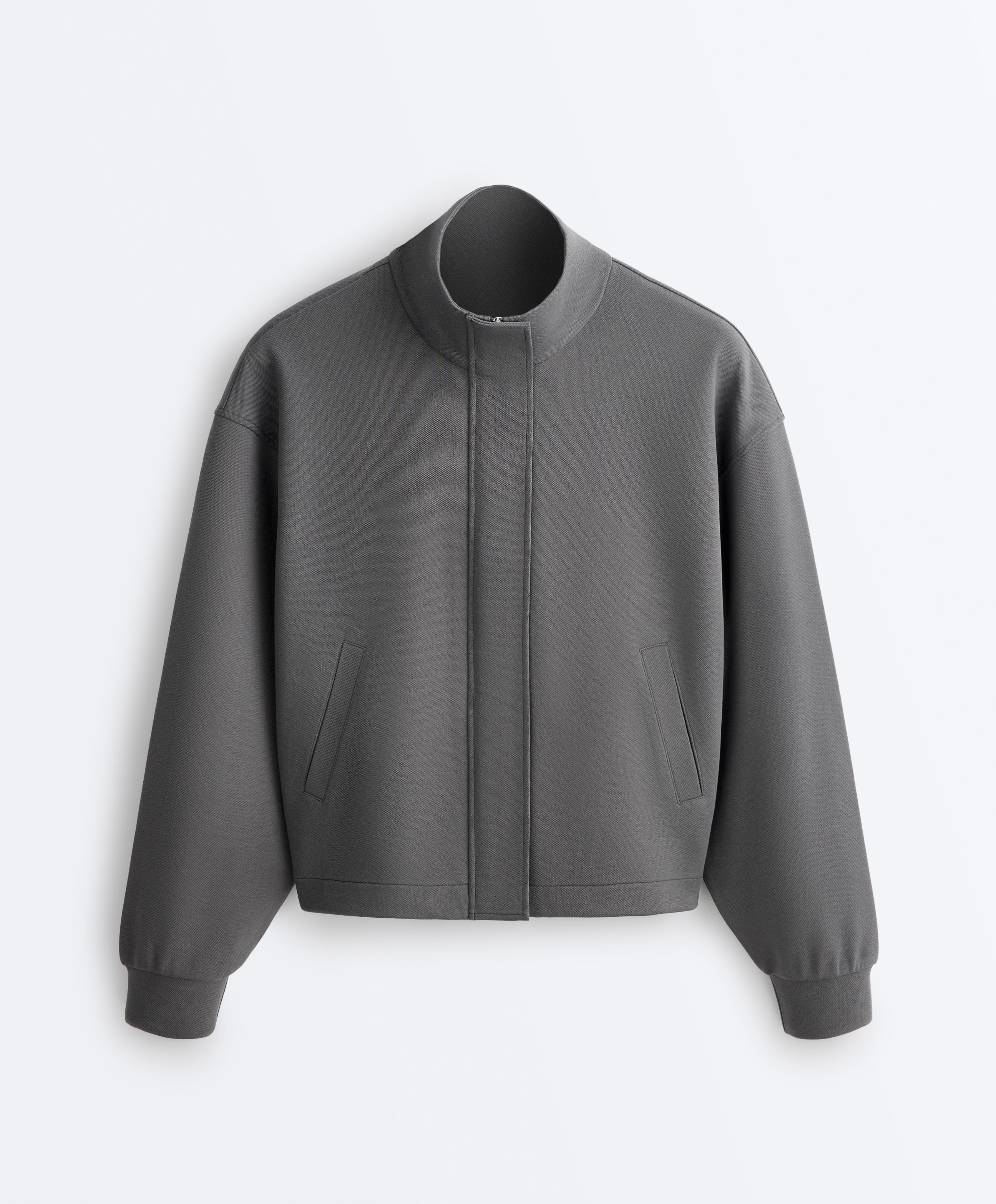 Piqué jacket with cotton — ASPHALT GREY