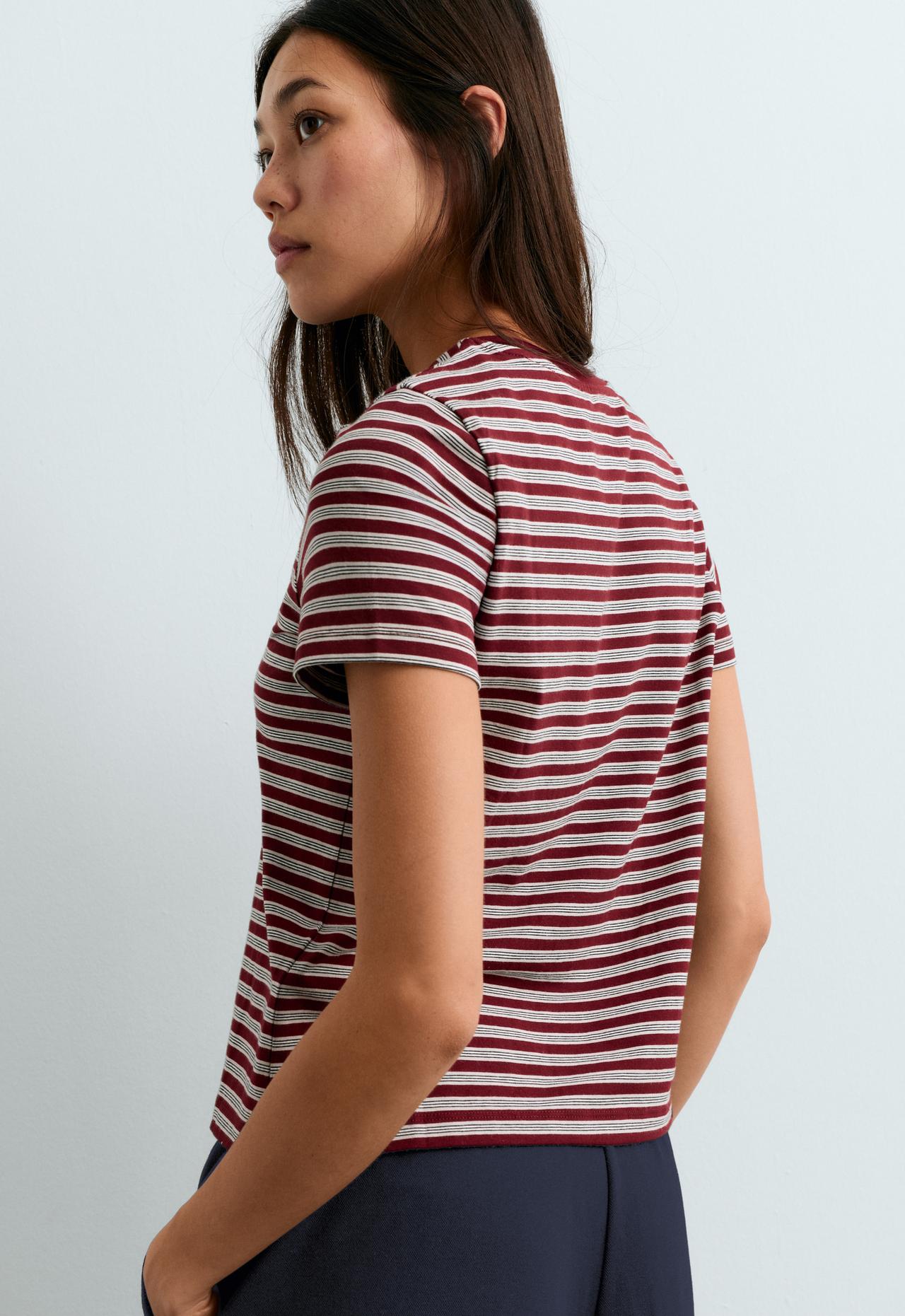 Regular short sleeve cotton blend T-shirt — BURGUNDY