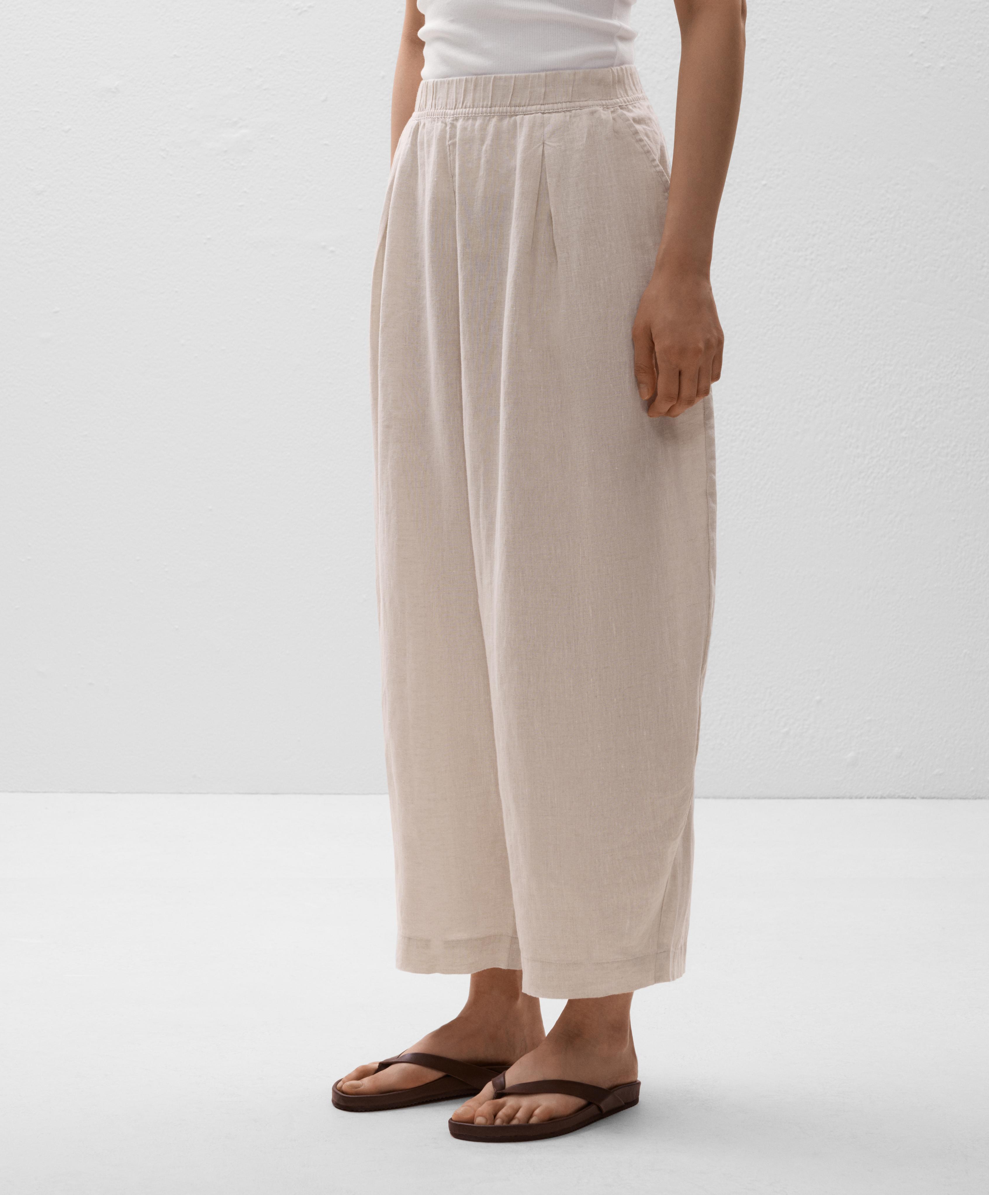 100% linen crop balloon trousers