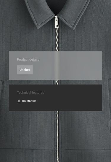 Striped cotton piqué jacket — STEEL GREY 2