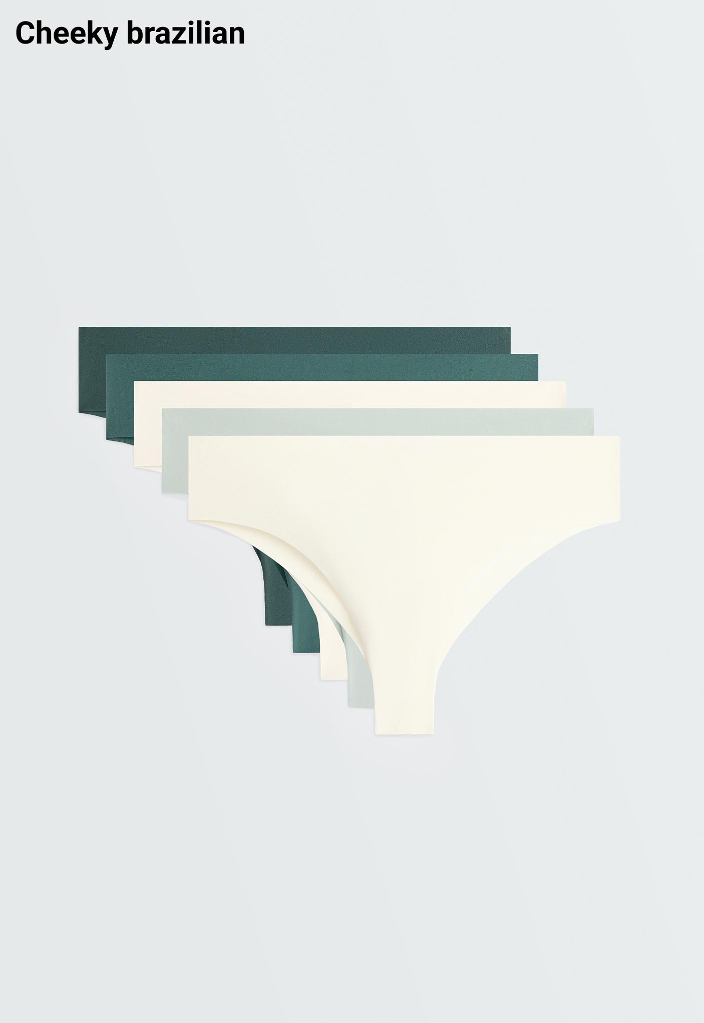 3 invisible polyamide blend laser-cut Brazilian briefs — WASHED GREEN
