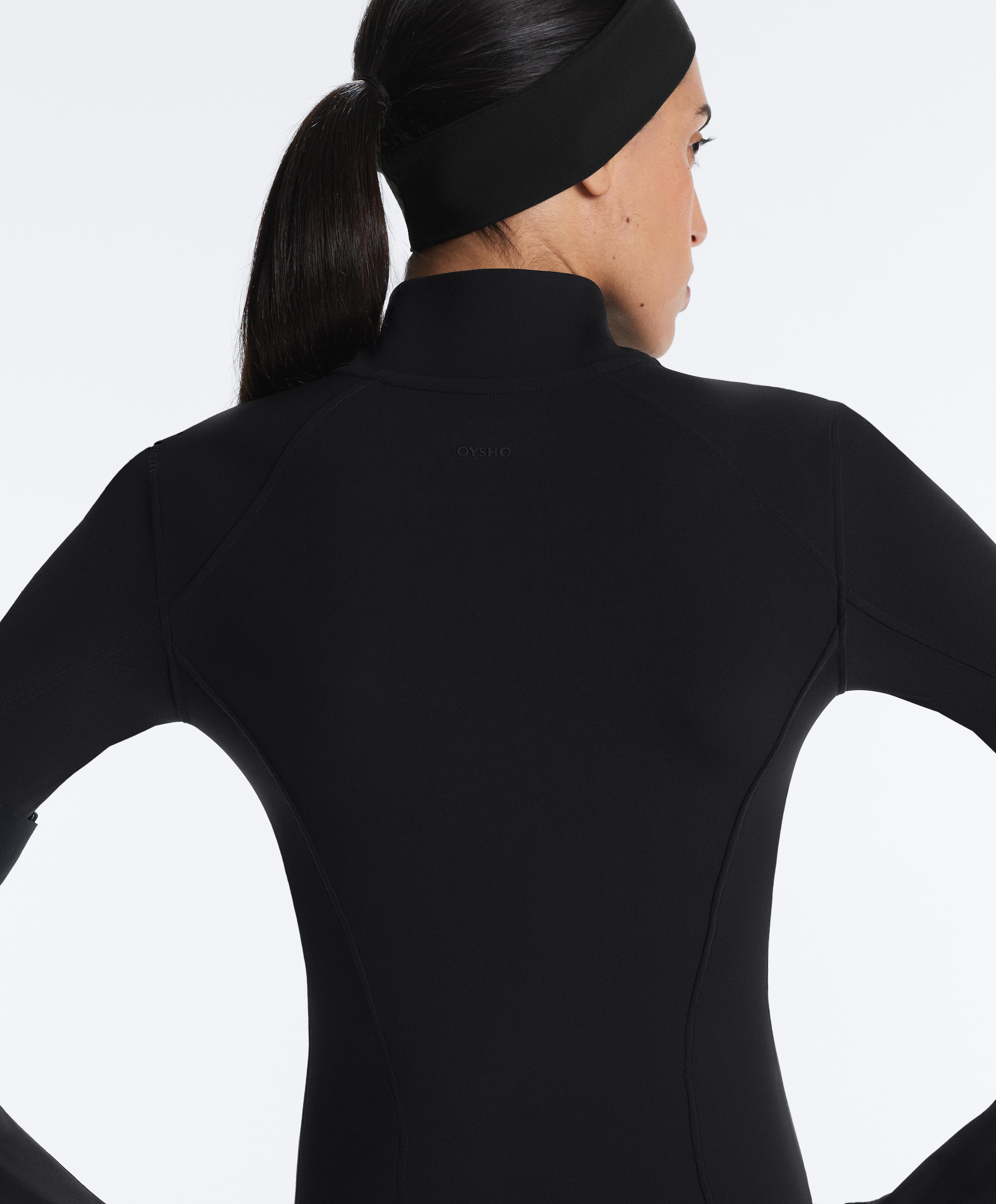 Long light warm technical jacket — BLACK