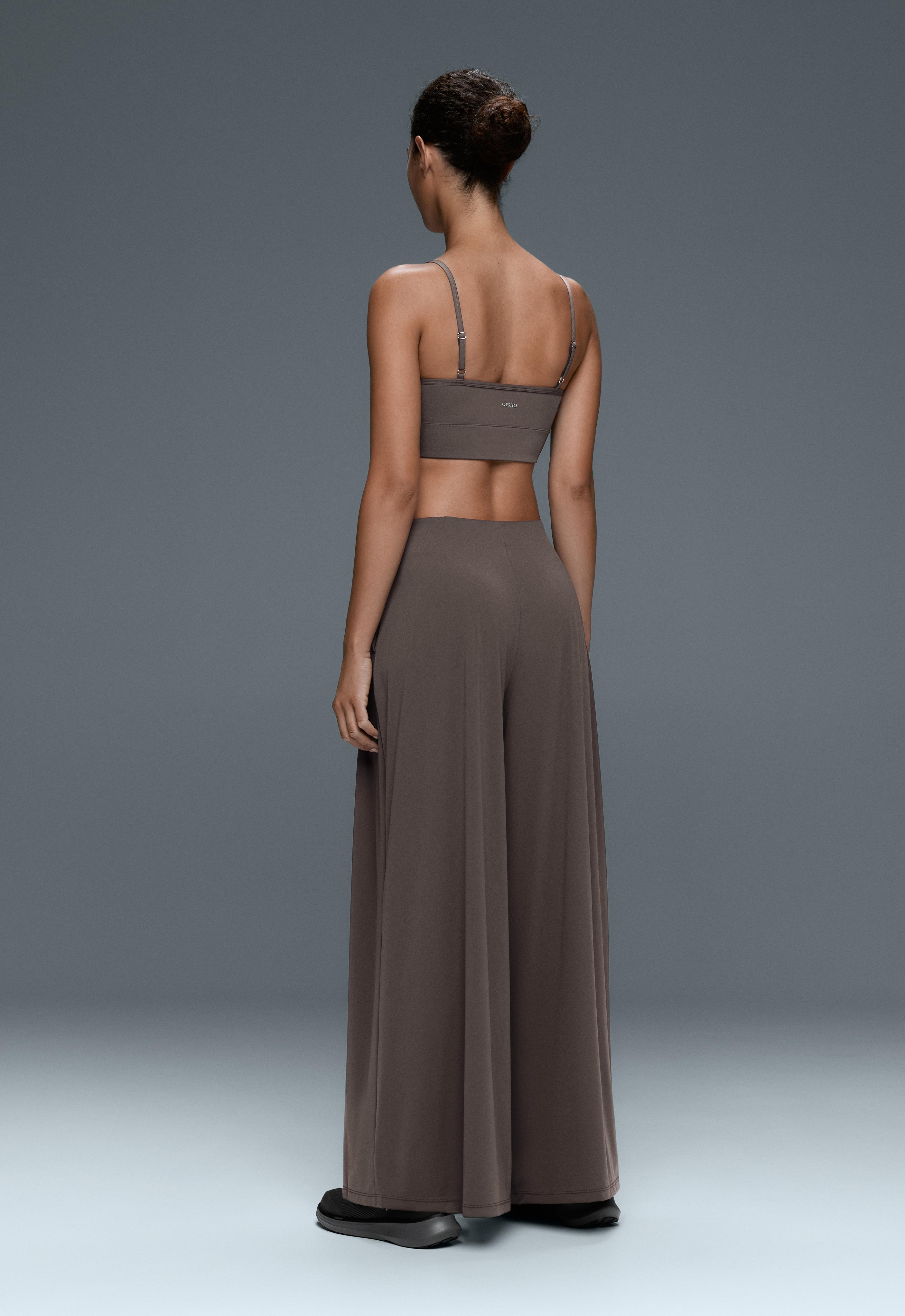 Light Touch wide-leg pleated trousers — BROWN-KHAKI