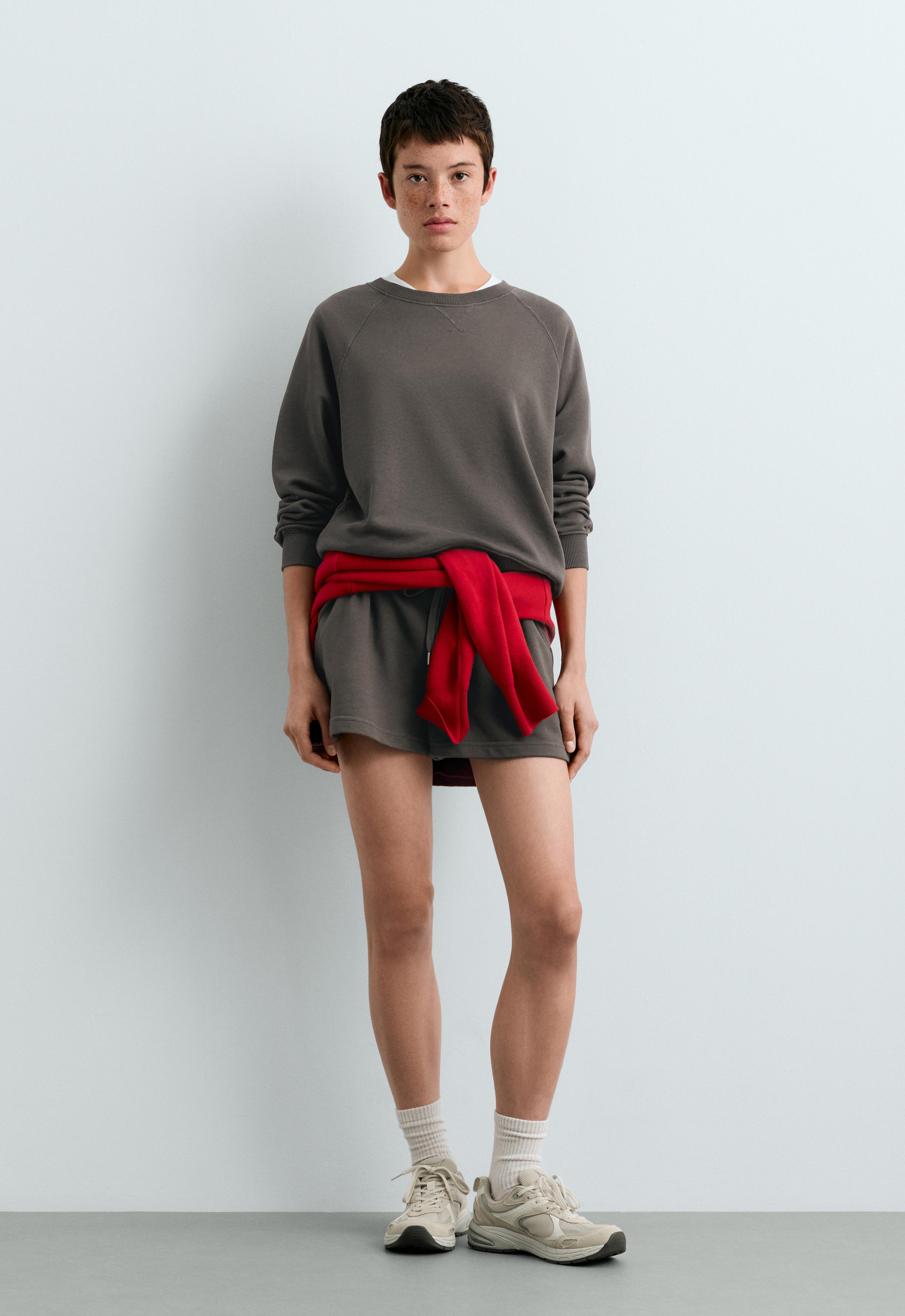 Cotton-blend crew neck sweatshirt