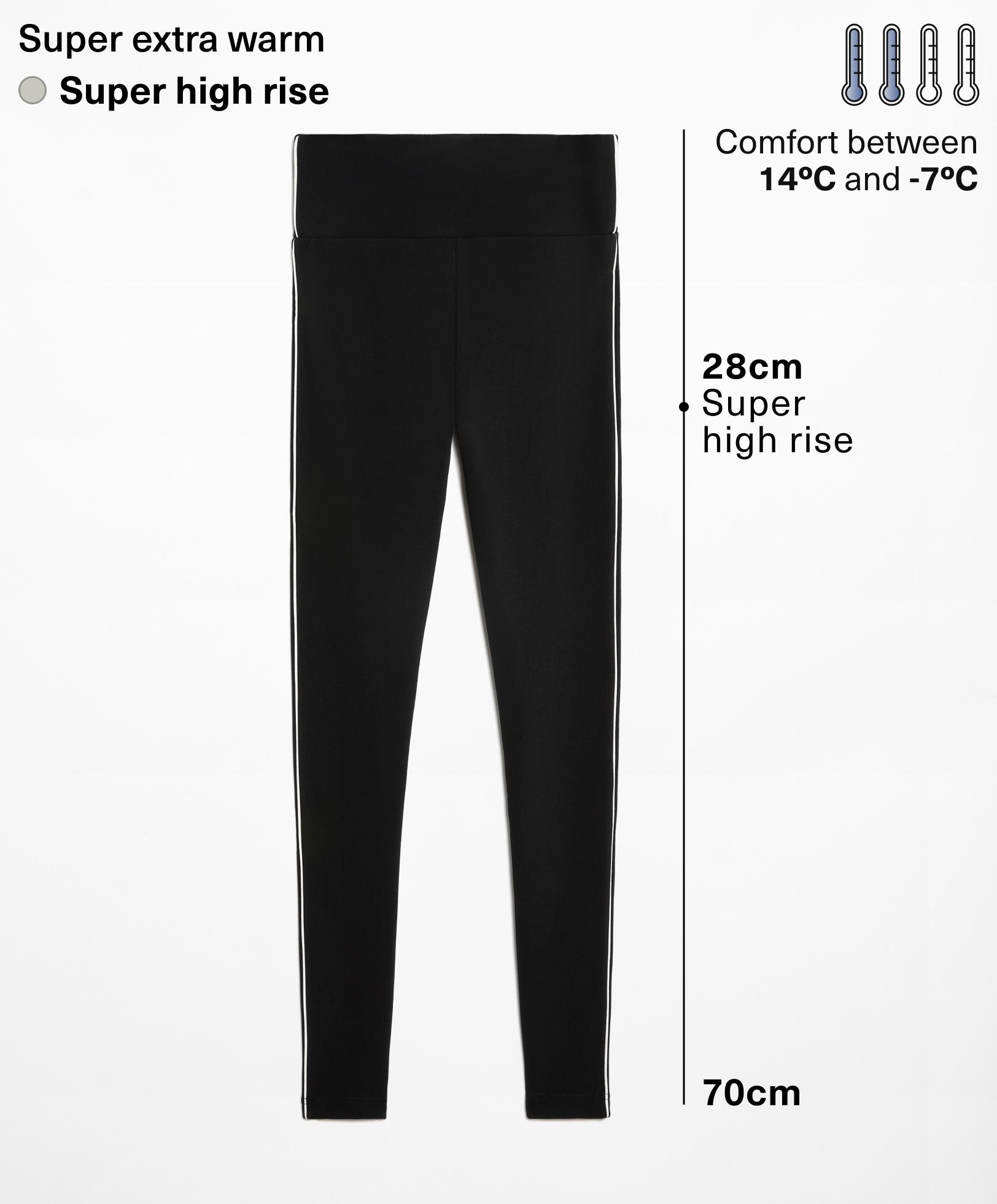 Seamless super extra warm high rise 70cm ankle-length leggings with piping - Rebajas