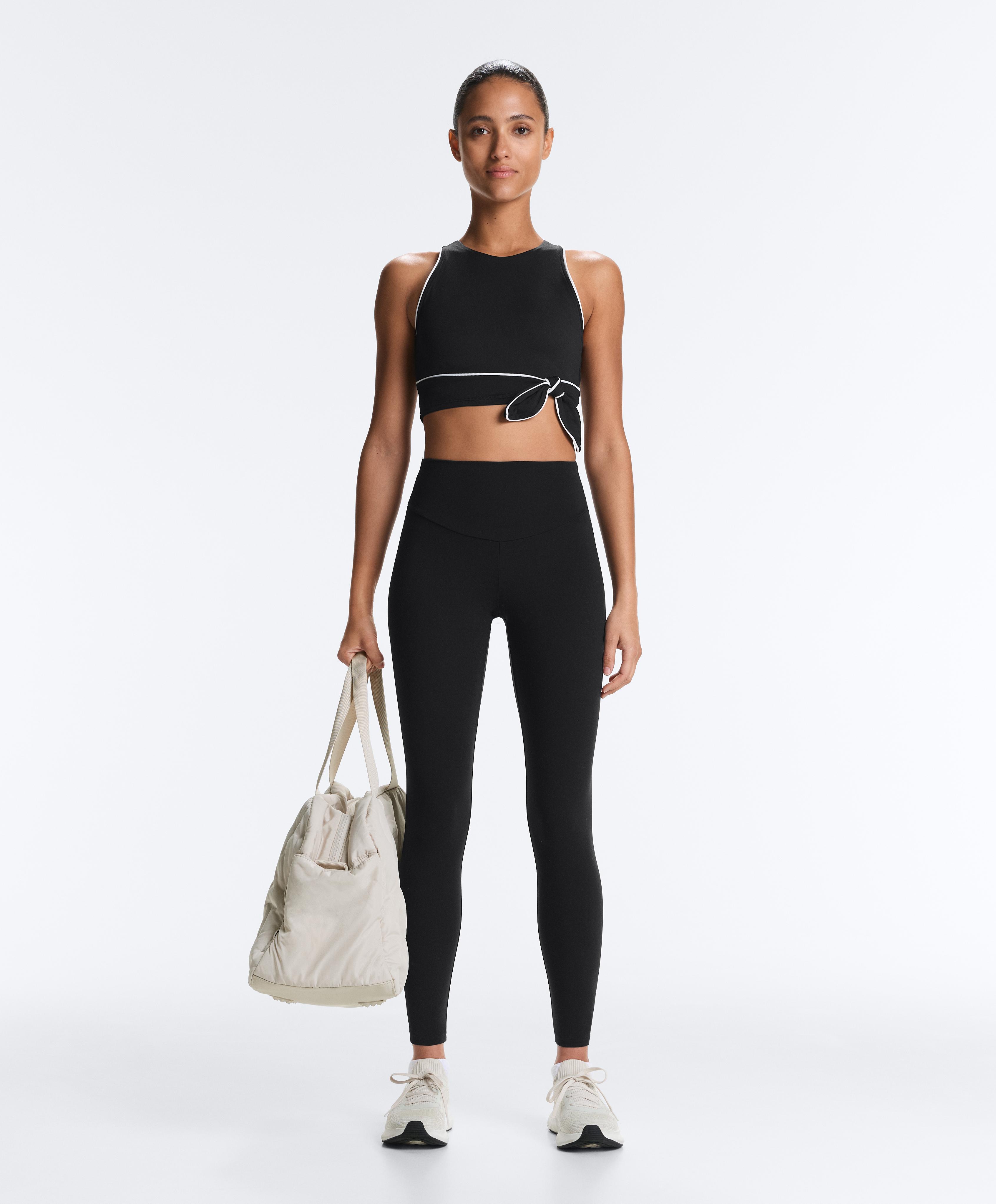 Comfortlux sleeveless tie tank top — BLACK