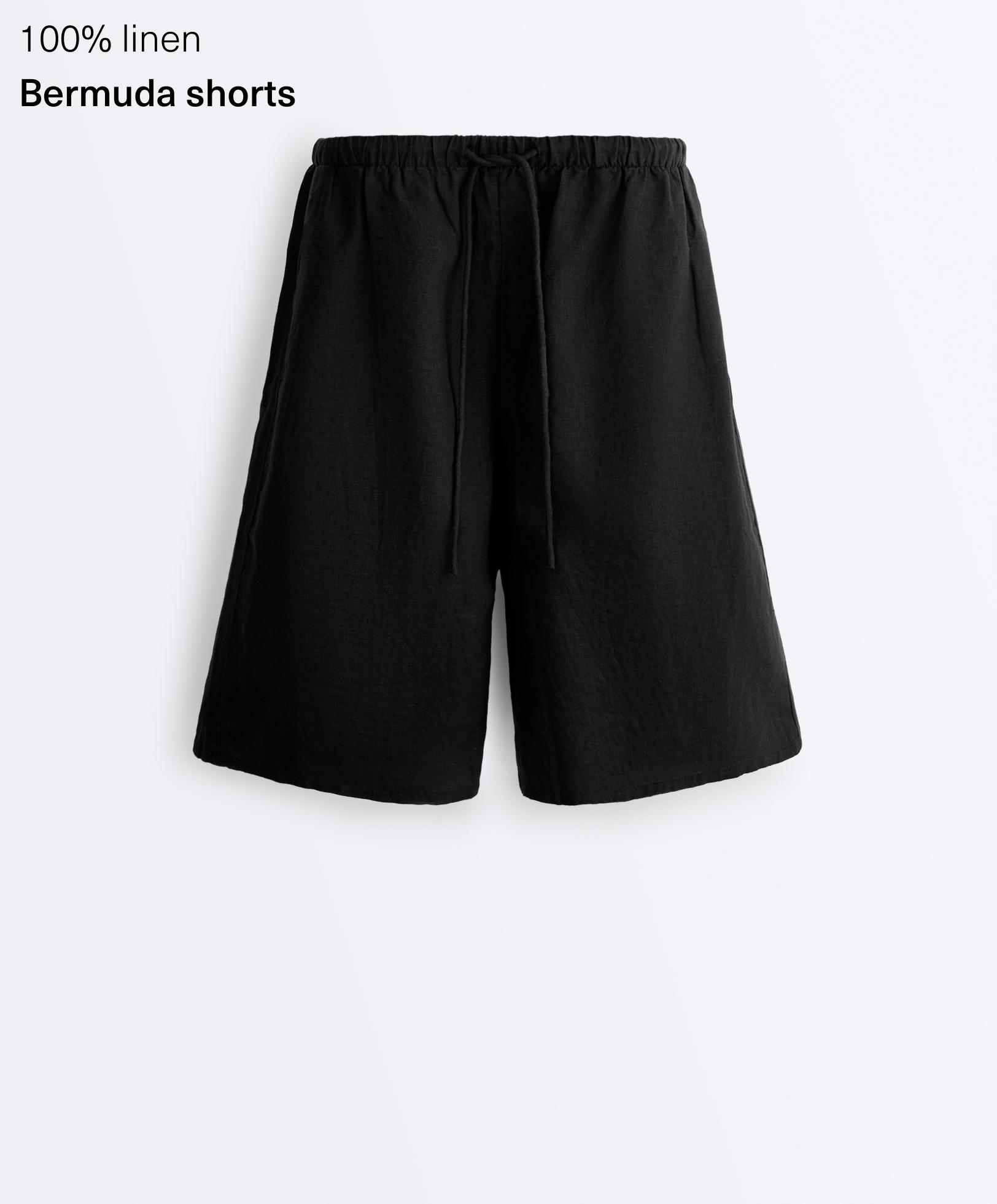 100% linen midi Bermuda shorts