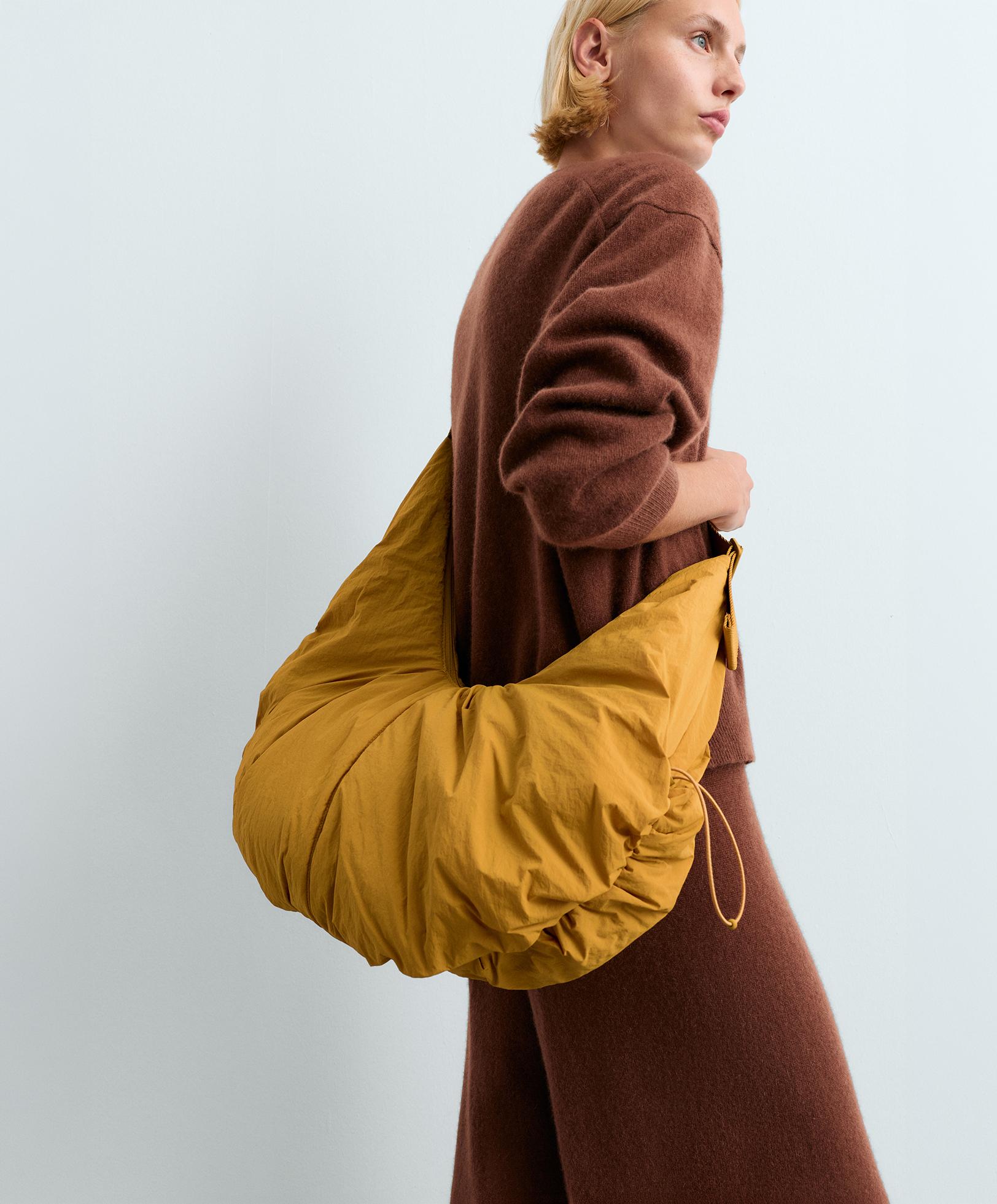Gathered shopper bag — MUSTARD