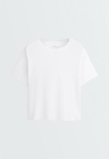 Boxy short-sleeved cotton blend T-shirt — WHITE  5