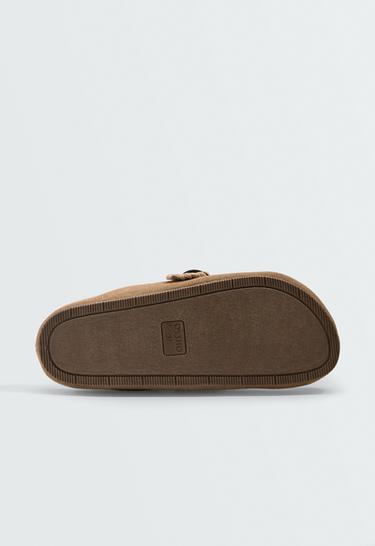 Buckled split-leather clog — SAND 4