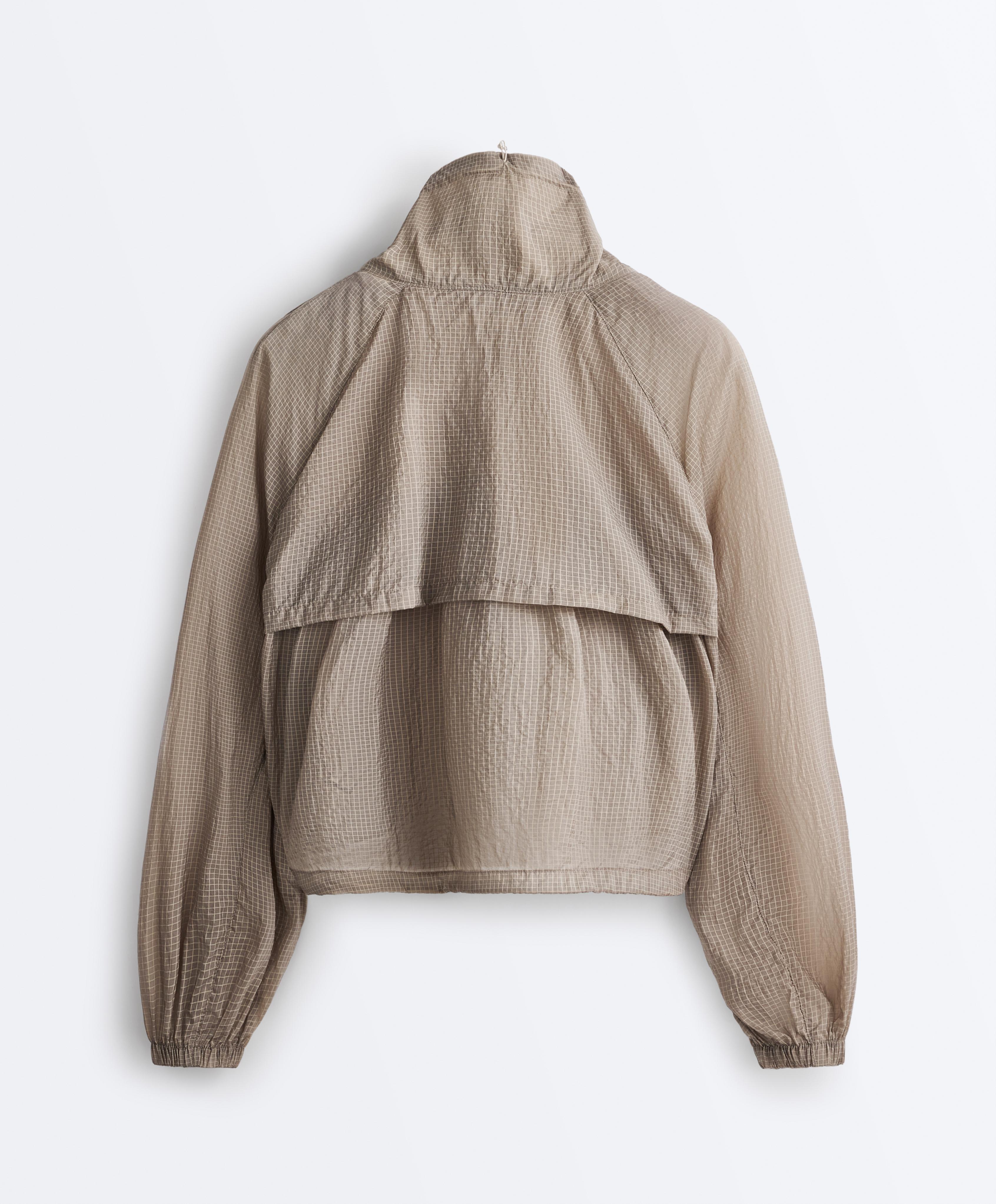 Check track jacket — MINK GREY