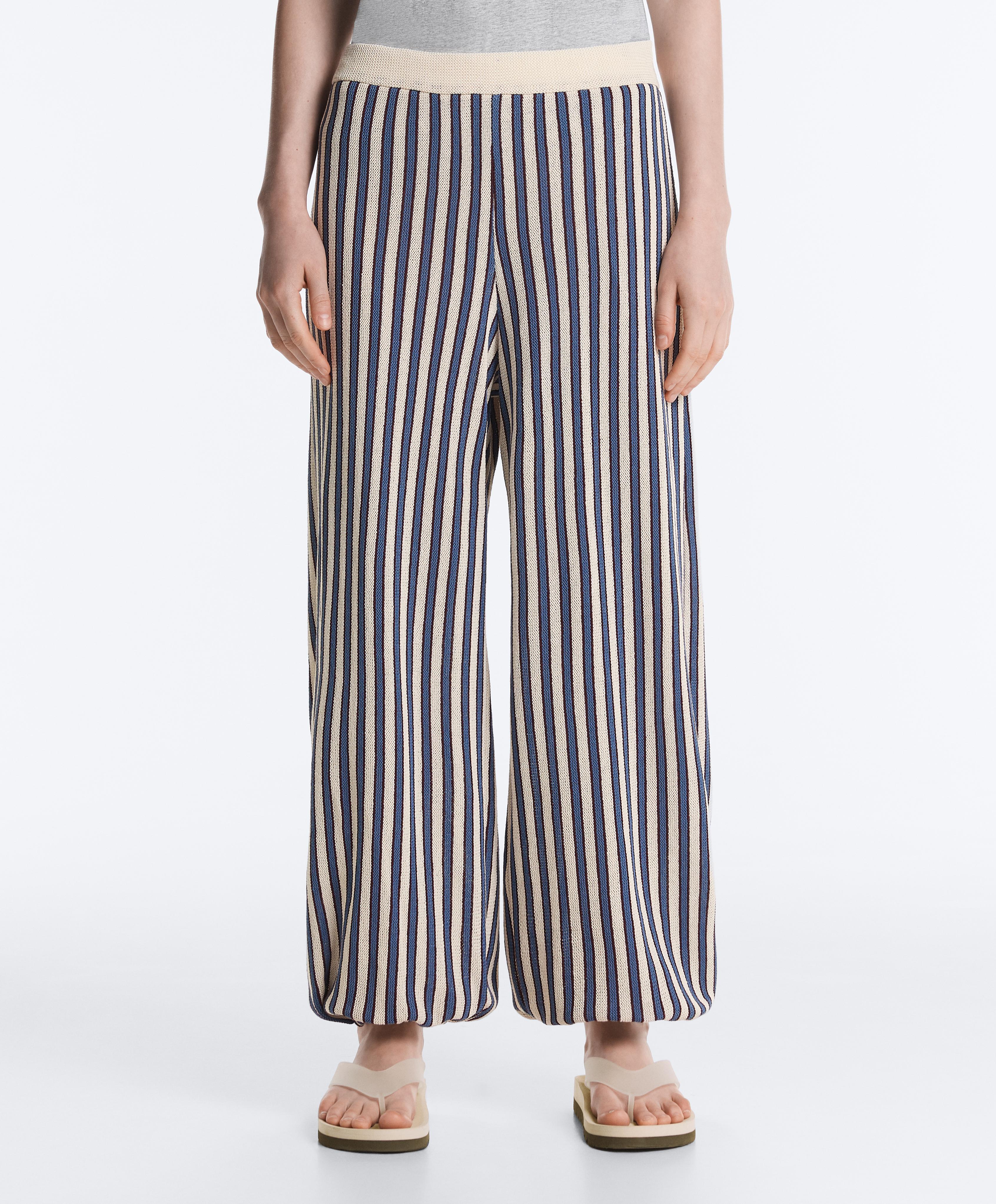 Striped cotton knit bloomer trousers — LAVENDER BLUE
