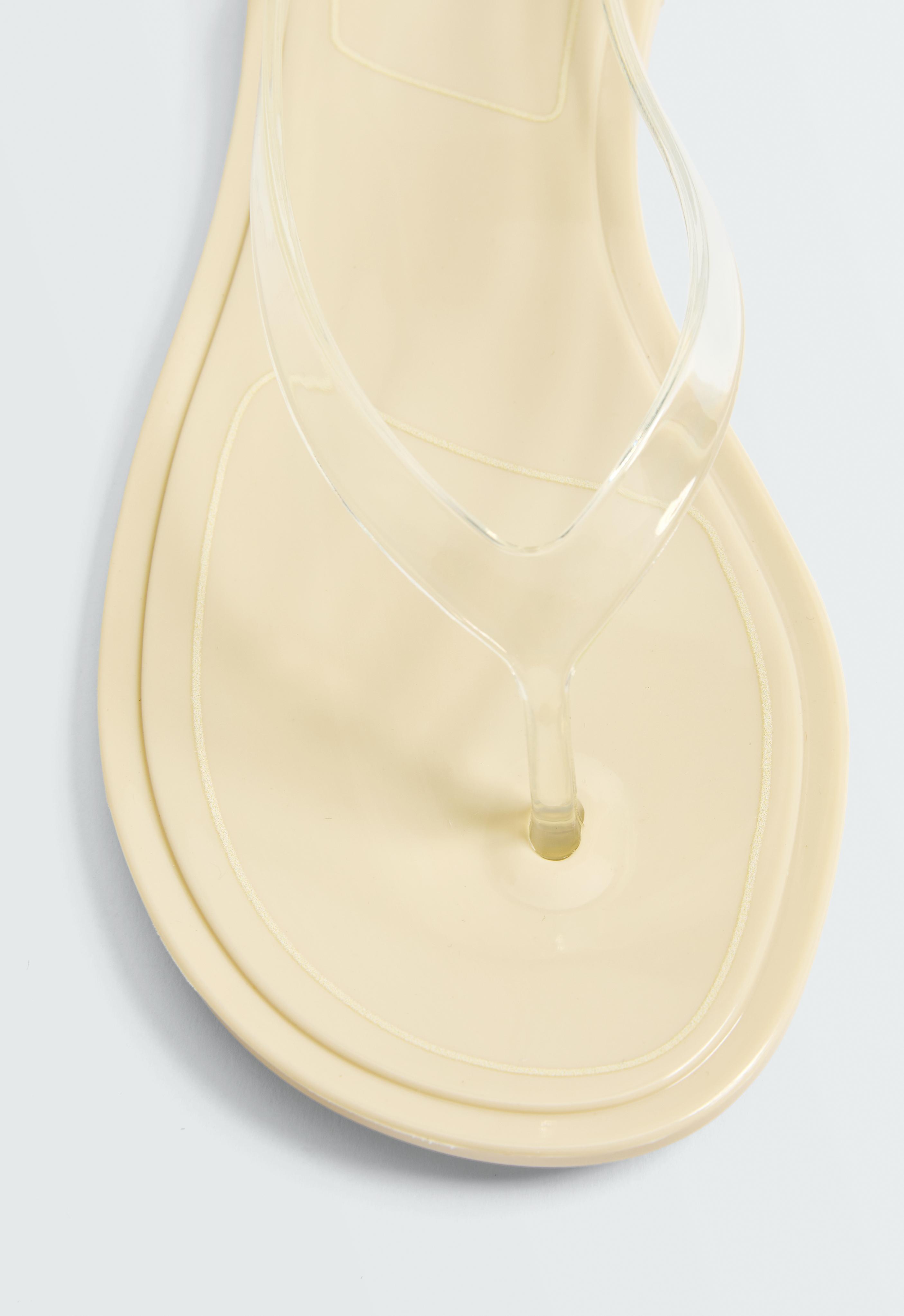 Translucent effect beachwear flip flops — ECRU