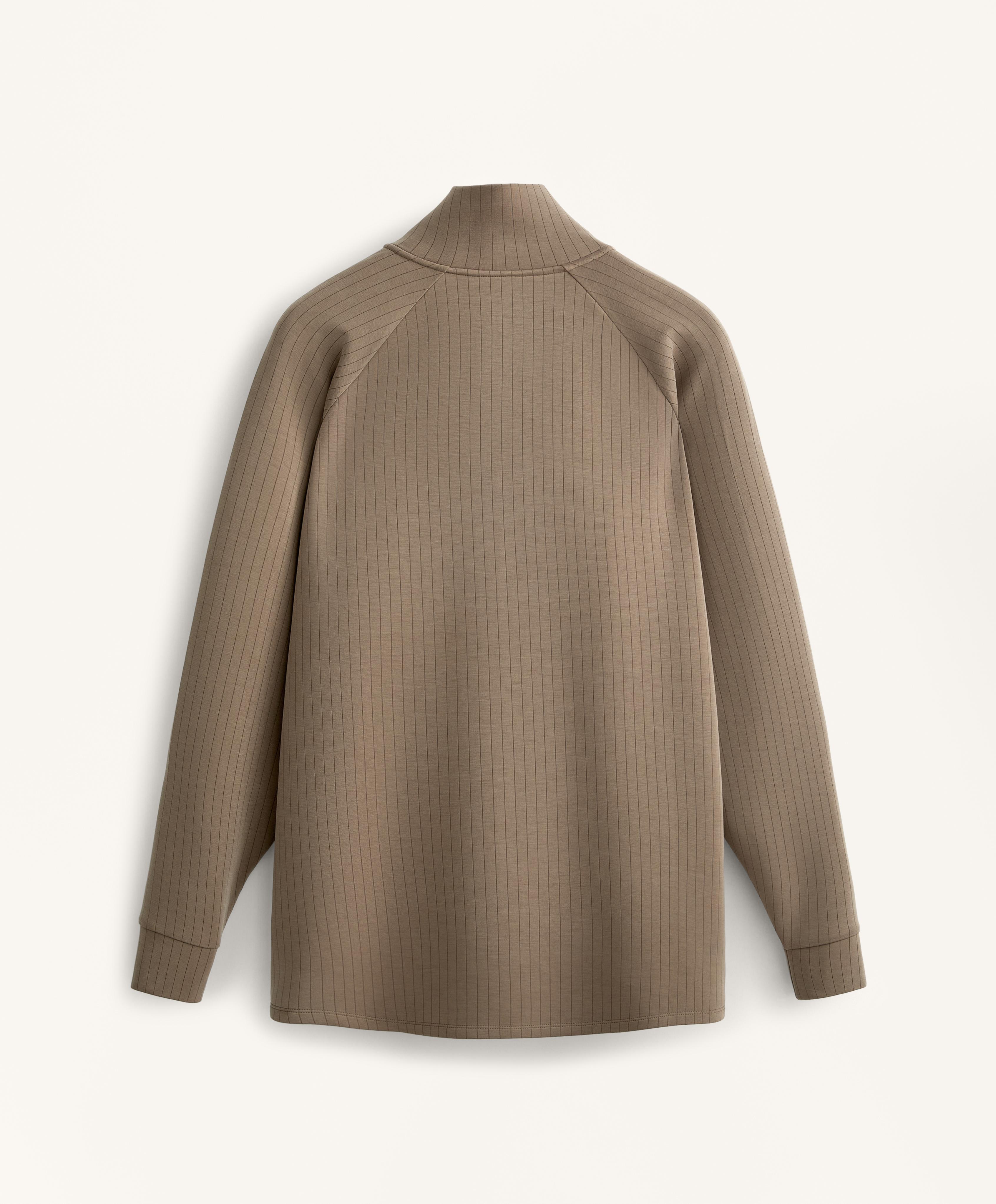Long striped high neck jacket with soft touch modal