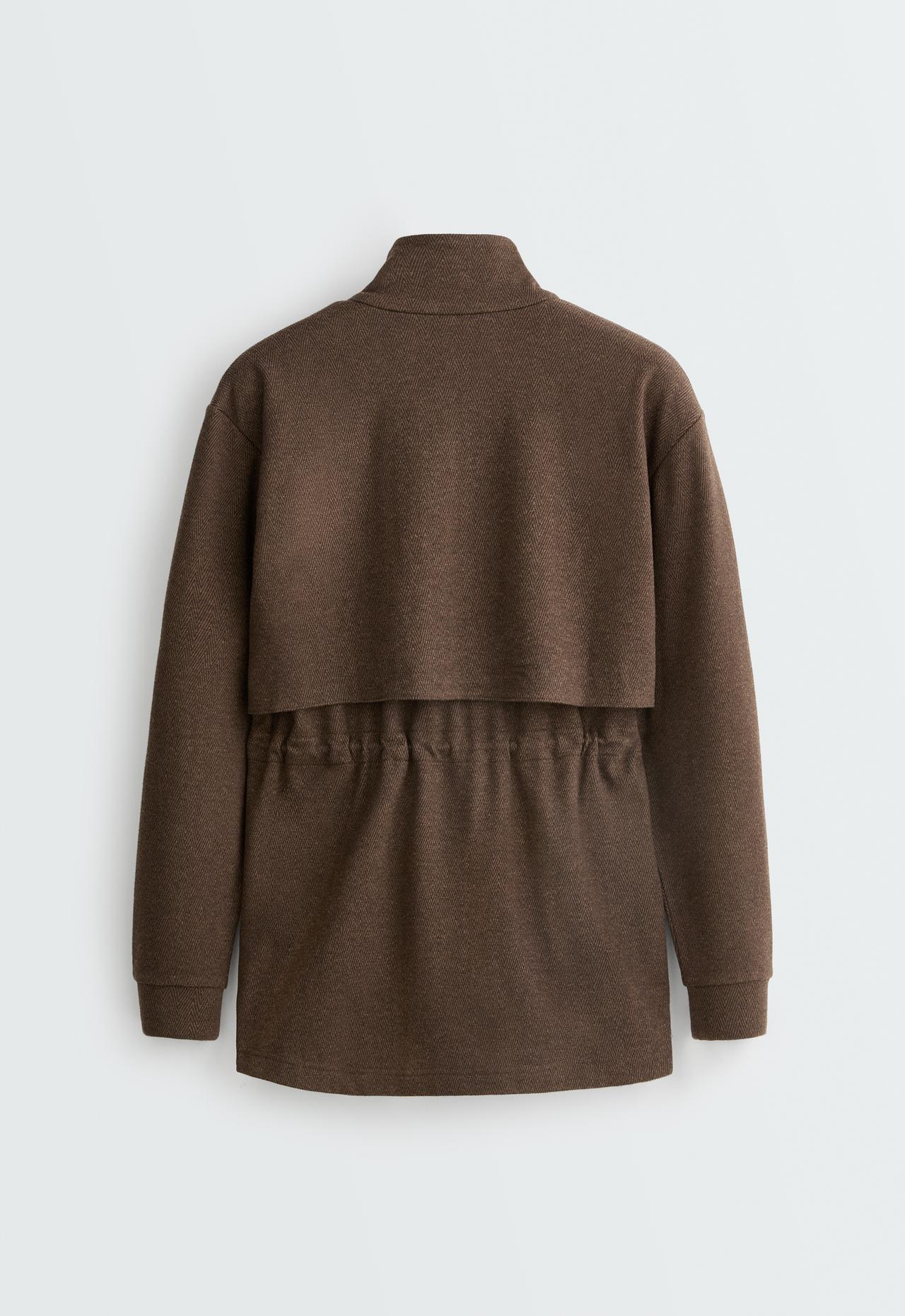 Long herringbone jacket — BROWN