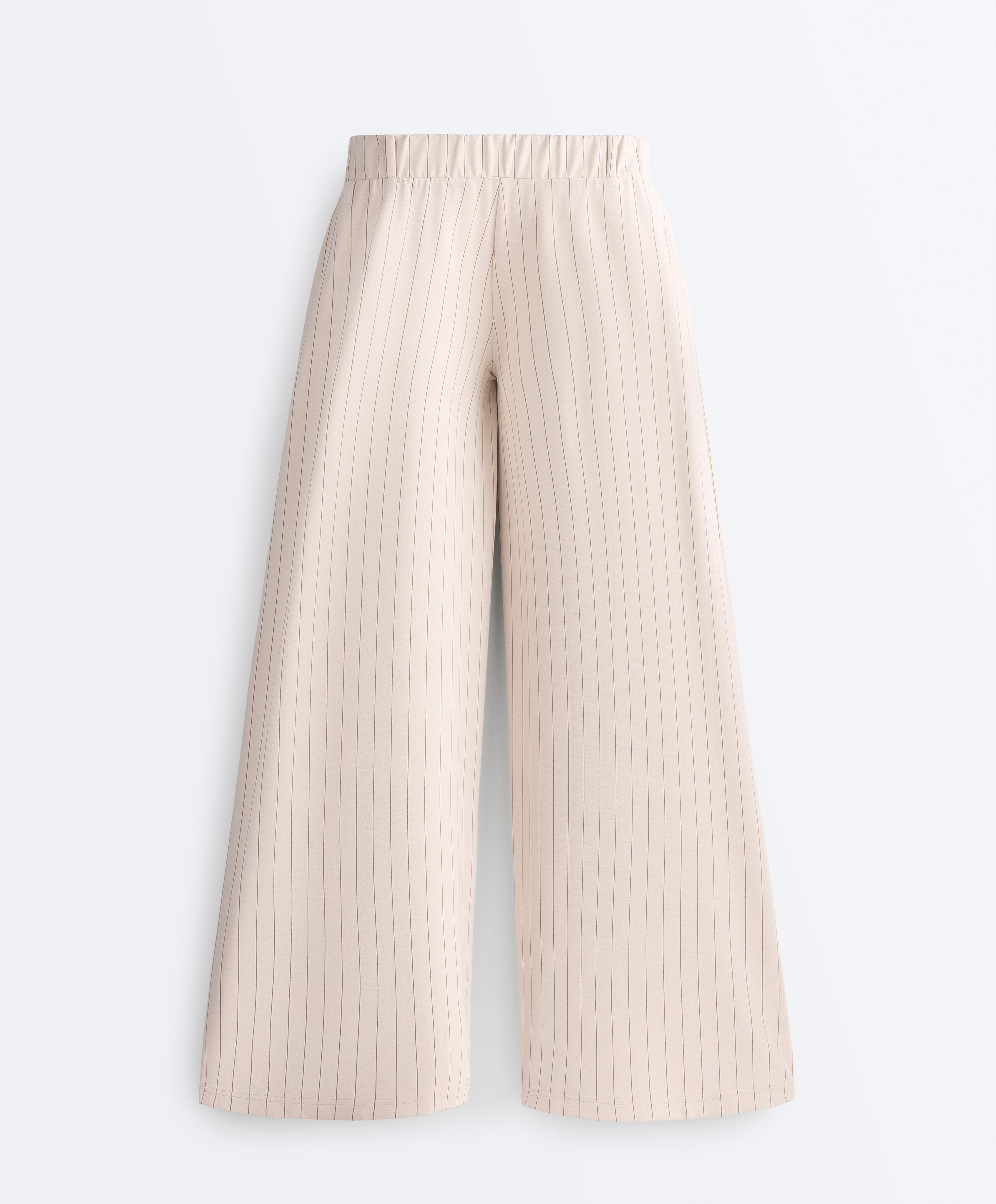 Wide-leg crop trousers with pleats and stripes — SANDY