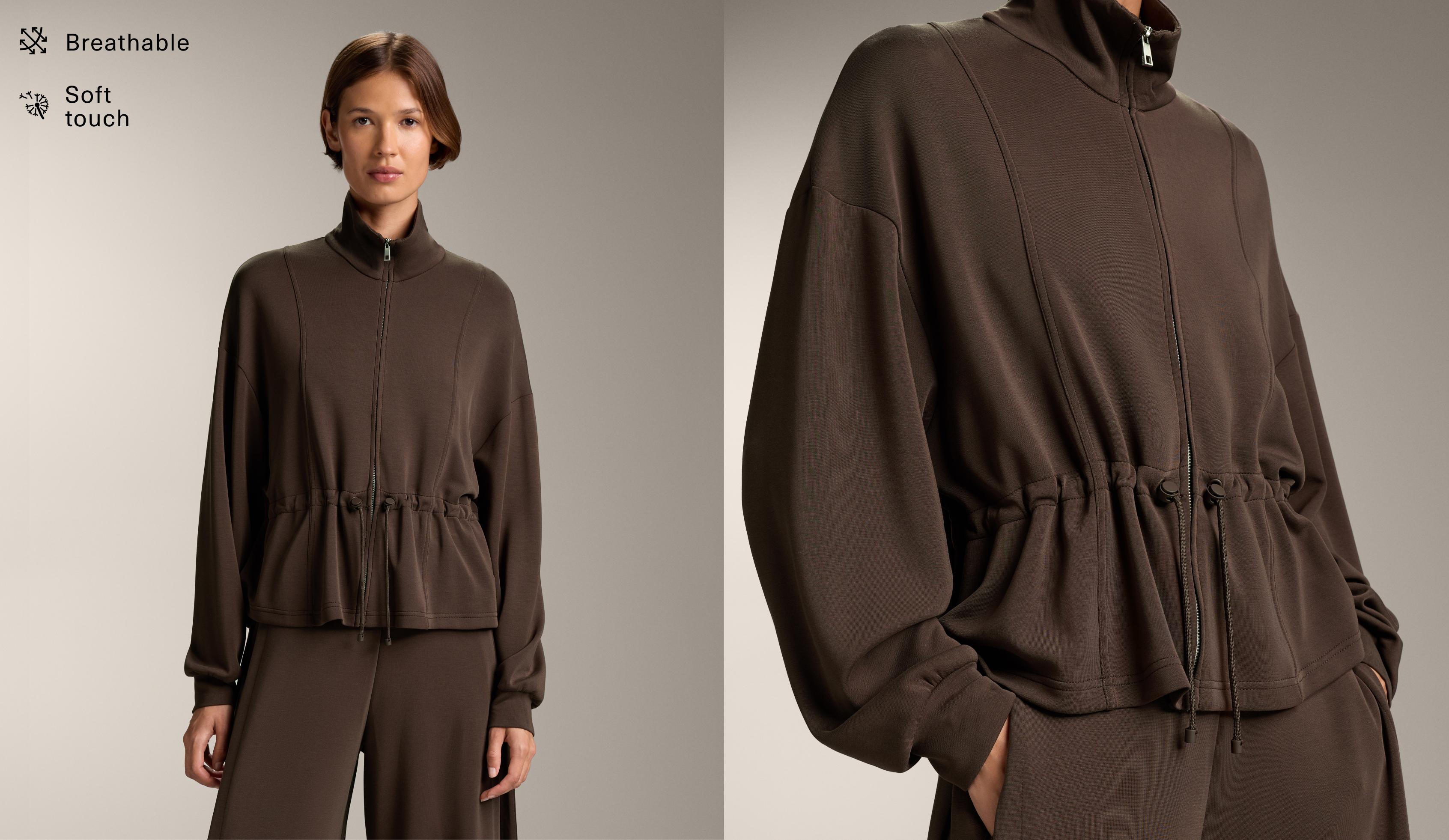 Adjustable waist jacket with soft-touch modal Adjustable waist jacket with soft-touch modal