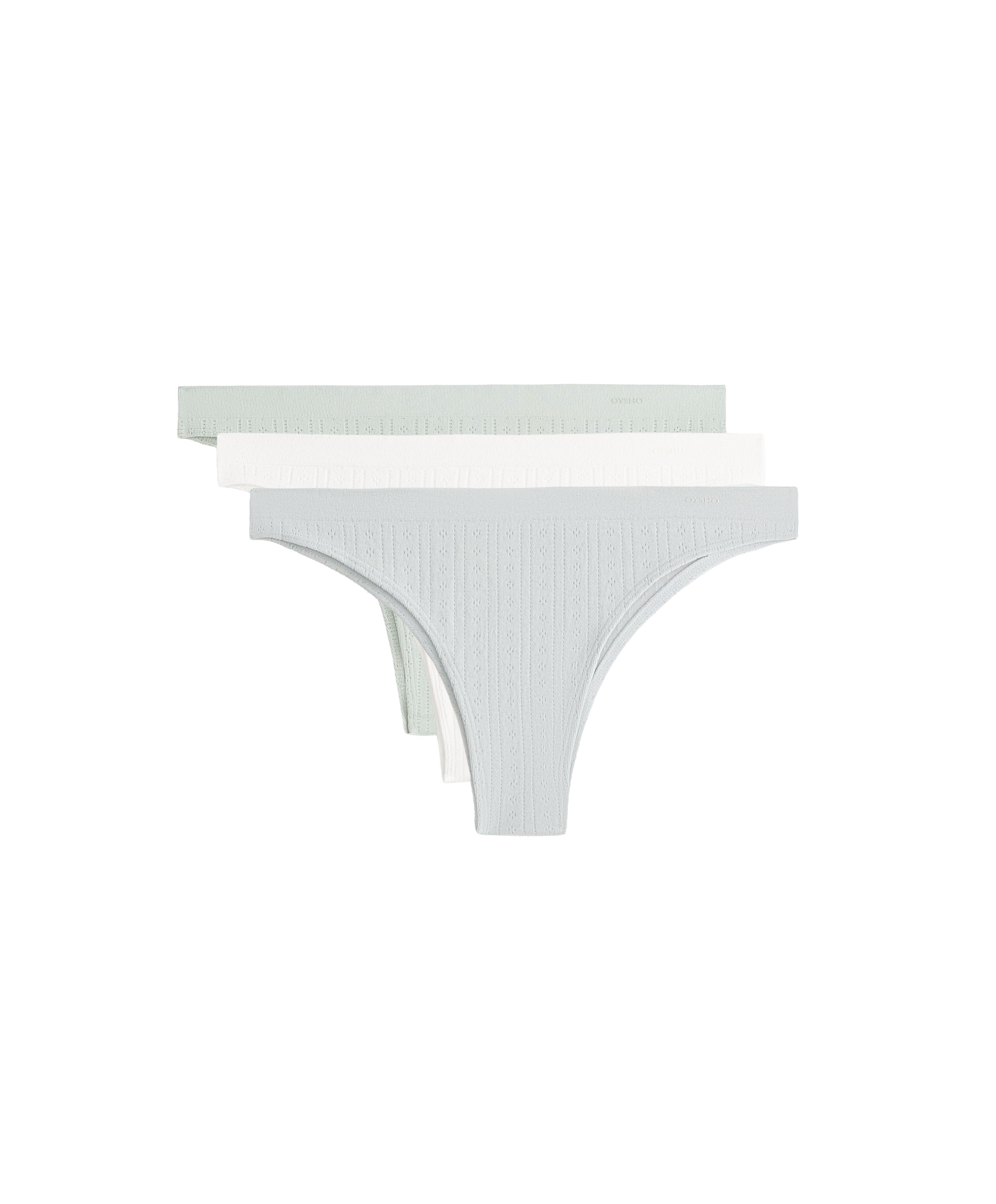 3 seamless soft-touch openwork Brazilian briefs — AQUAMARINE