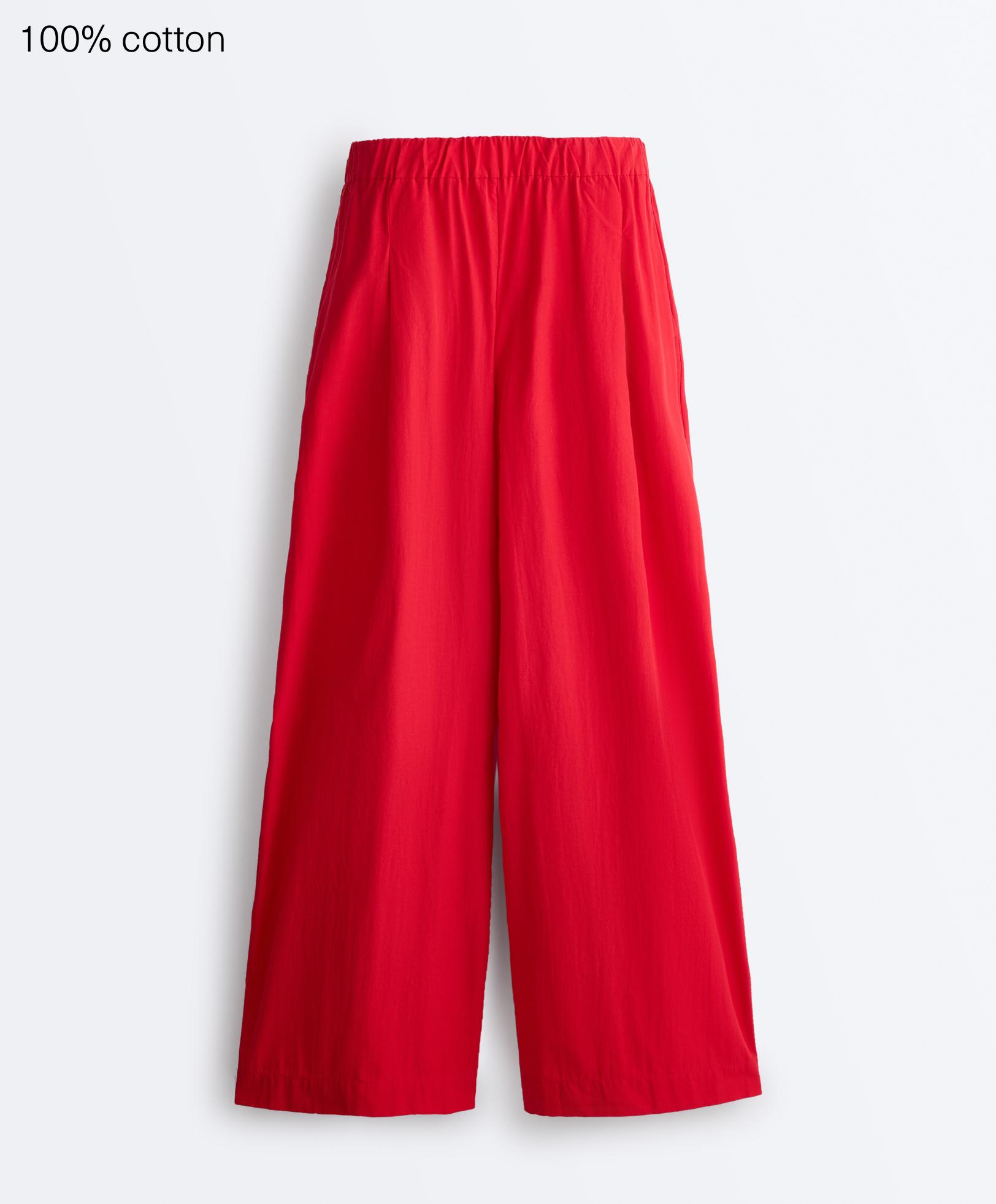 %100 pamuklu poplin geniş paça pantolon %100 pamuklu poplin geniş paça pantolon