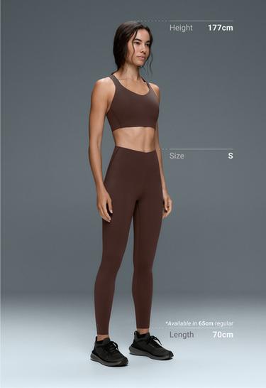 Ankle-length high rise Compressive core control leggings — BROWN 5