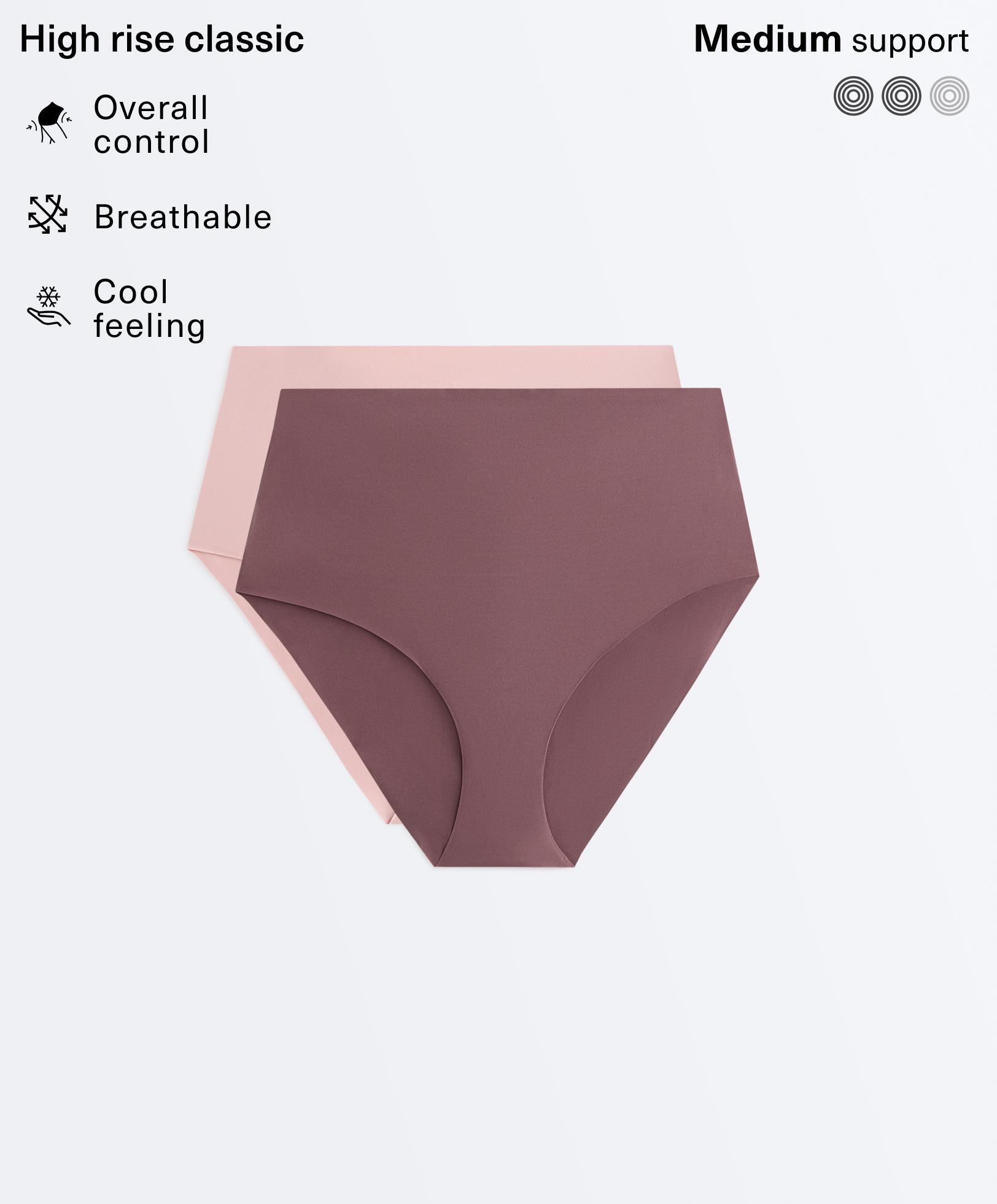 2 unsichtbare High-Waist-Slips aus Polyamidmischung mit medium Support