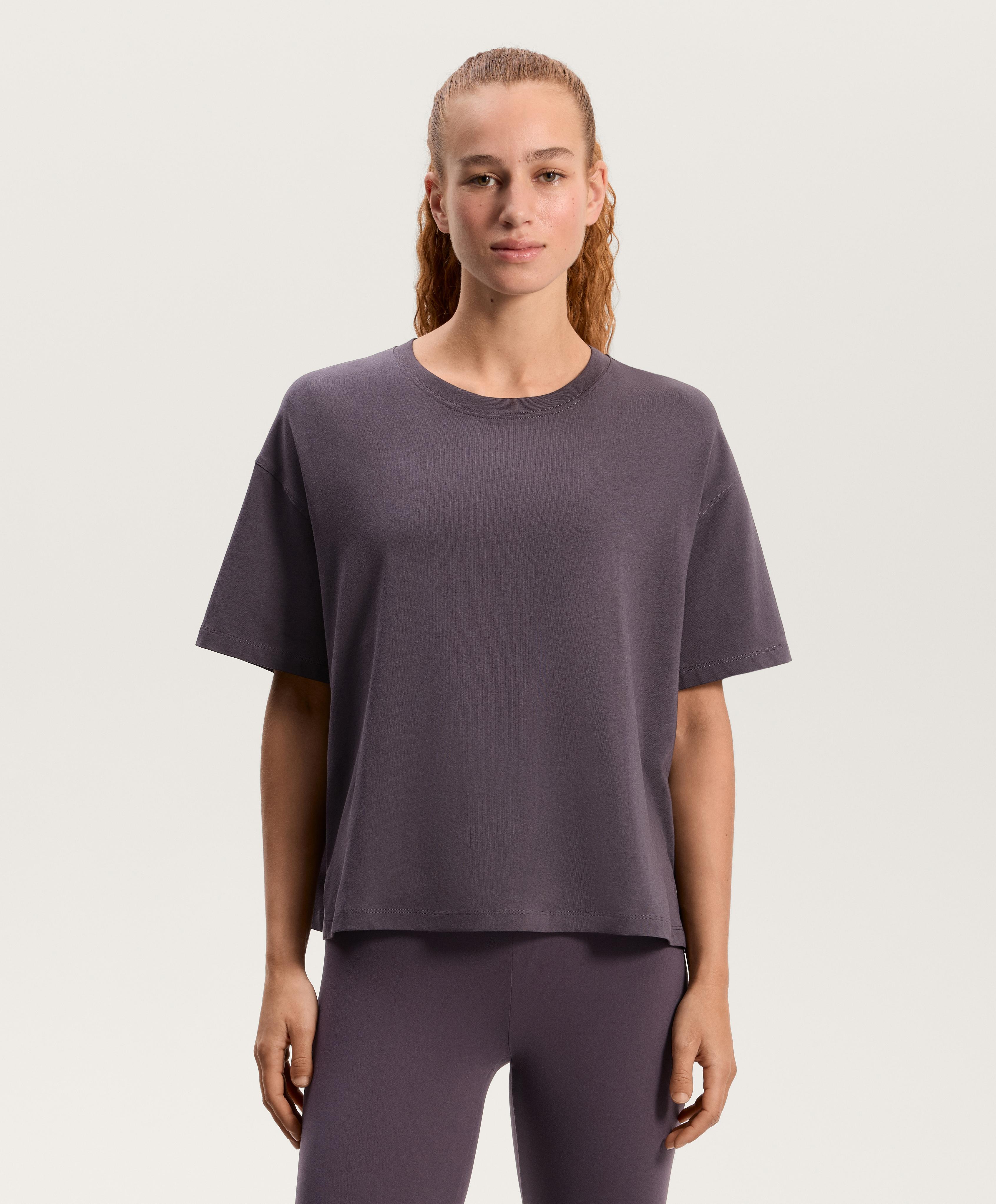 Boxy short-sleeve cotton blend T-shirt