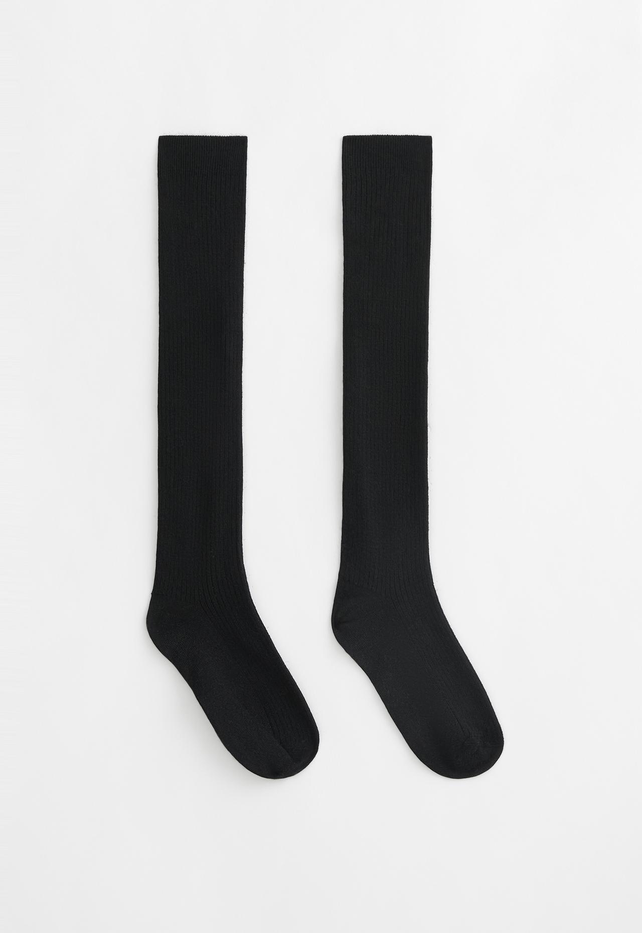 Long socks 61% modal 17% cashmere — BLACK