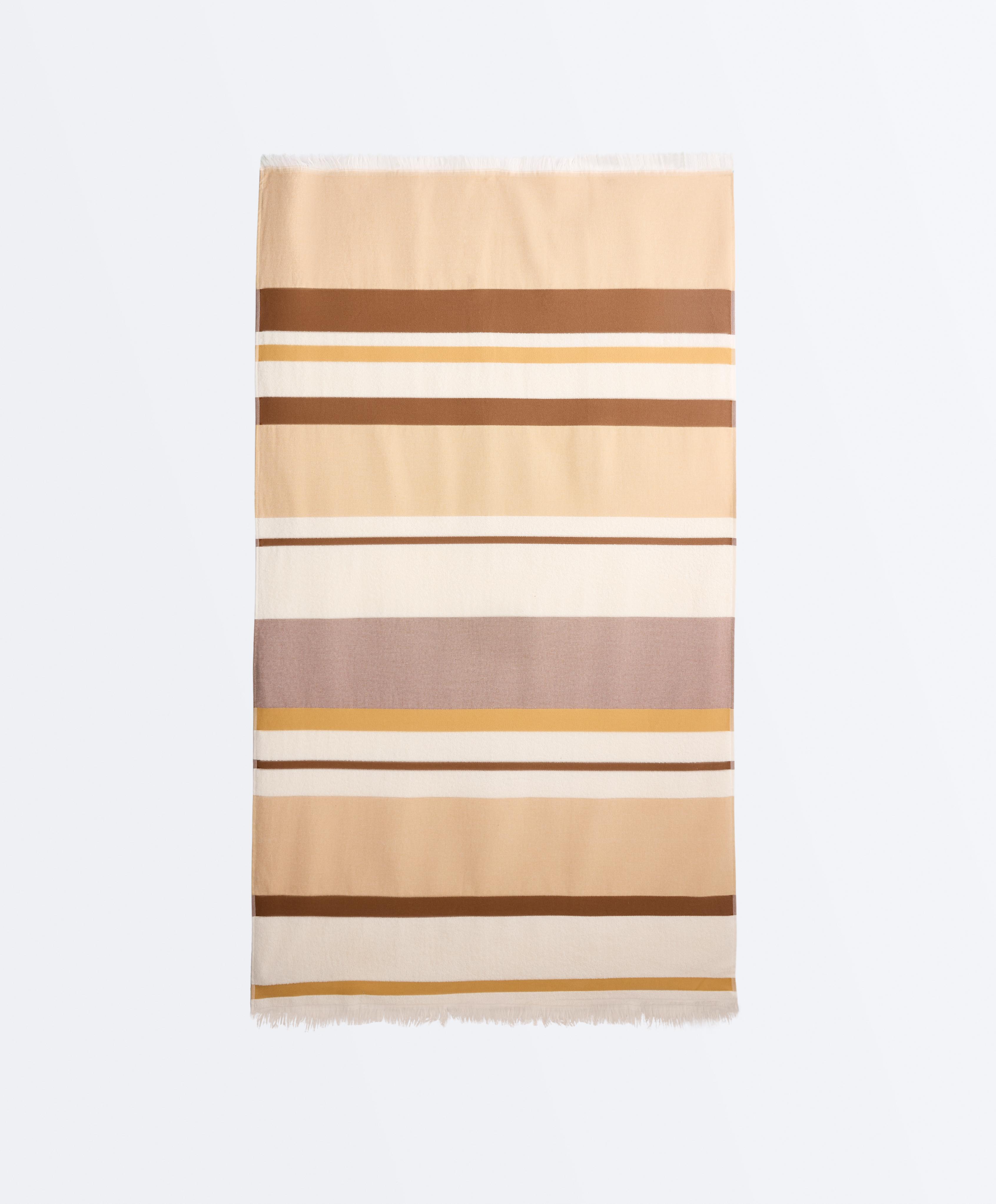 Striped 100% cotton towel — MUSTARD