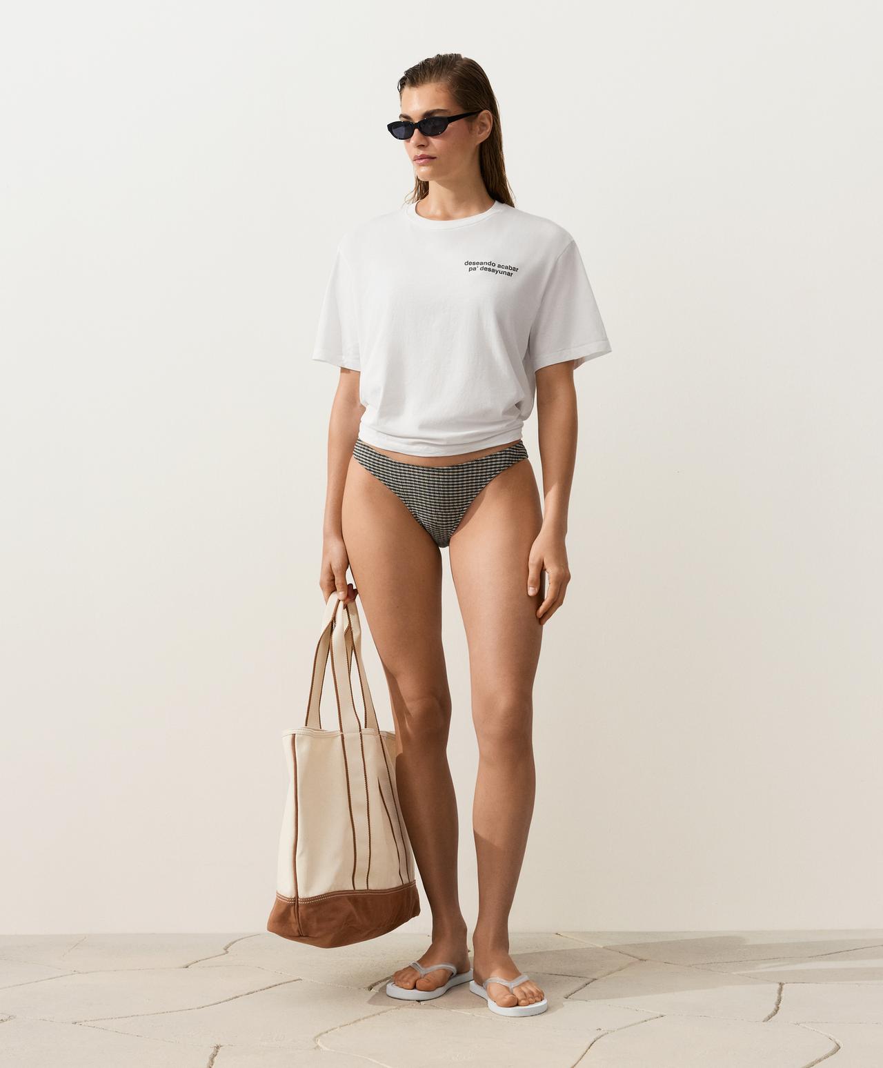 Classic mini check bikini briefs — BLACK