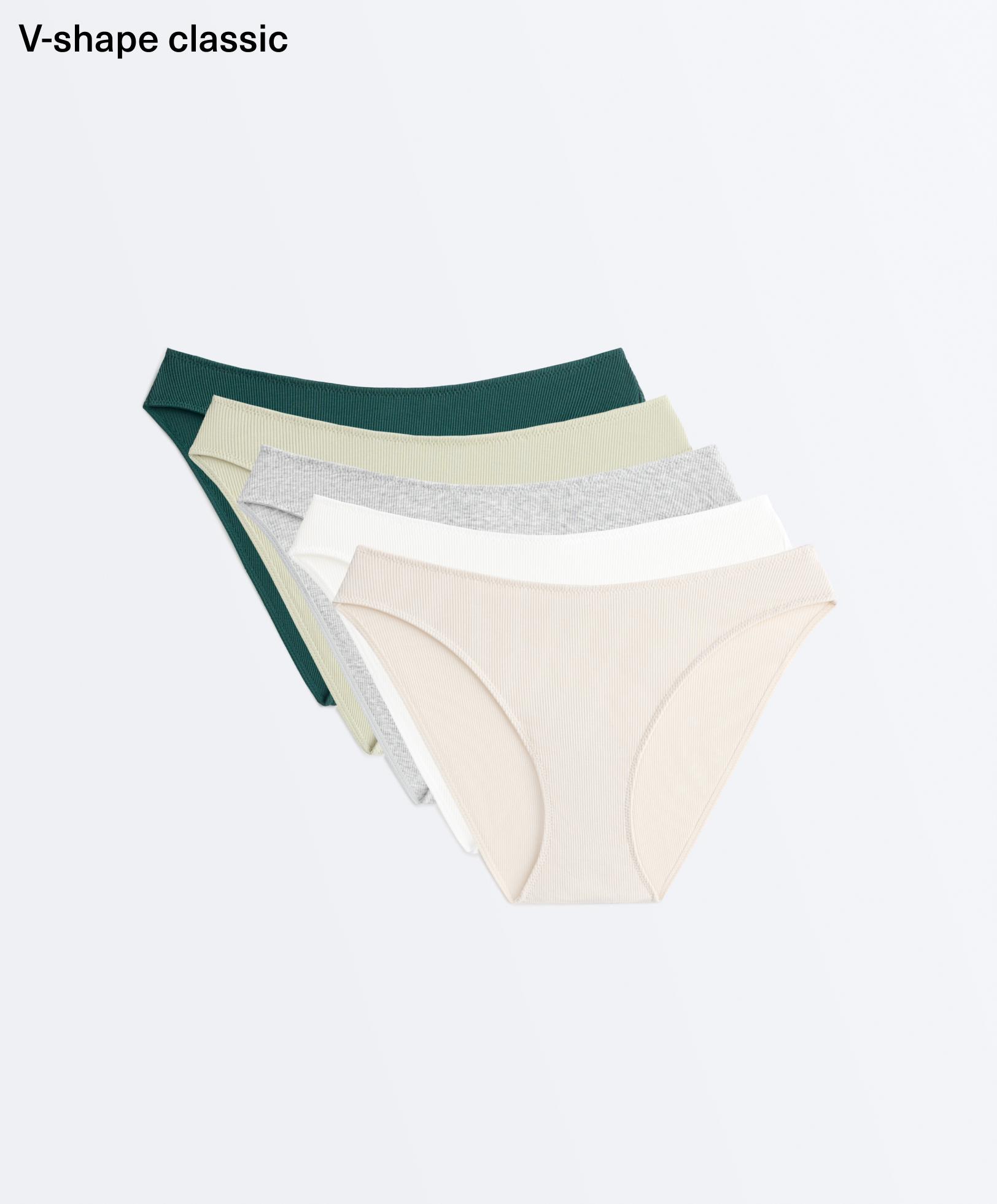 5 cotton rib U-cut classic briefs — MID KHAKI