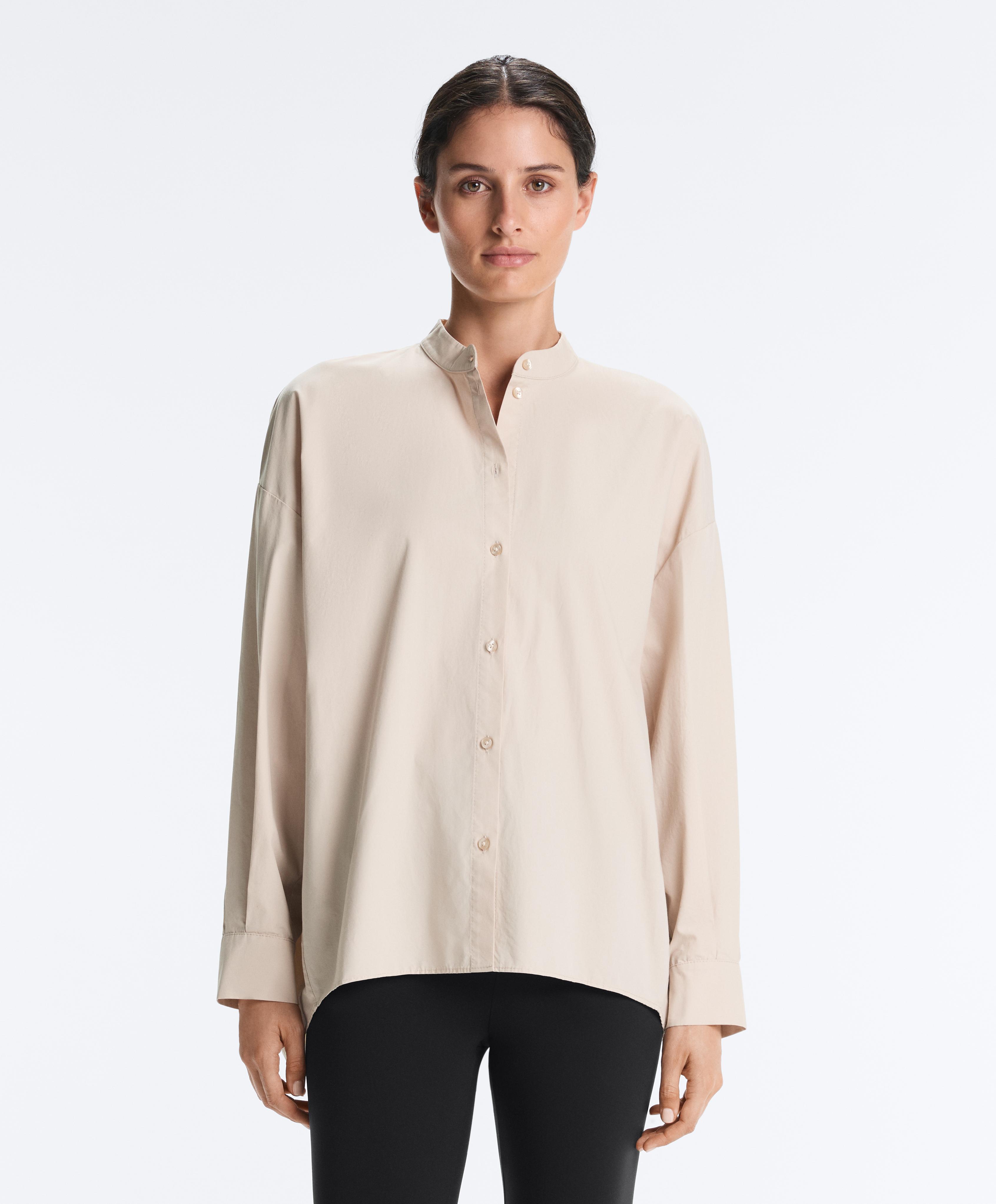 100% cotton stand-up collar shirt — PALE MINK