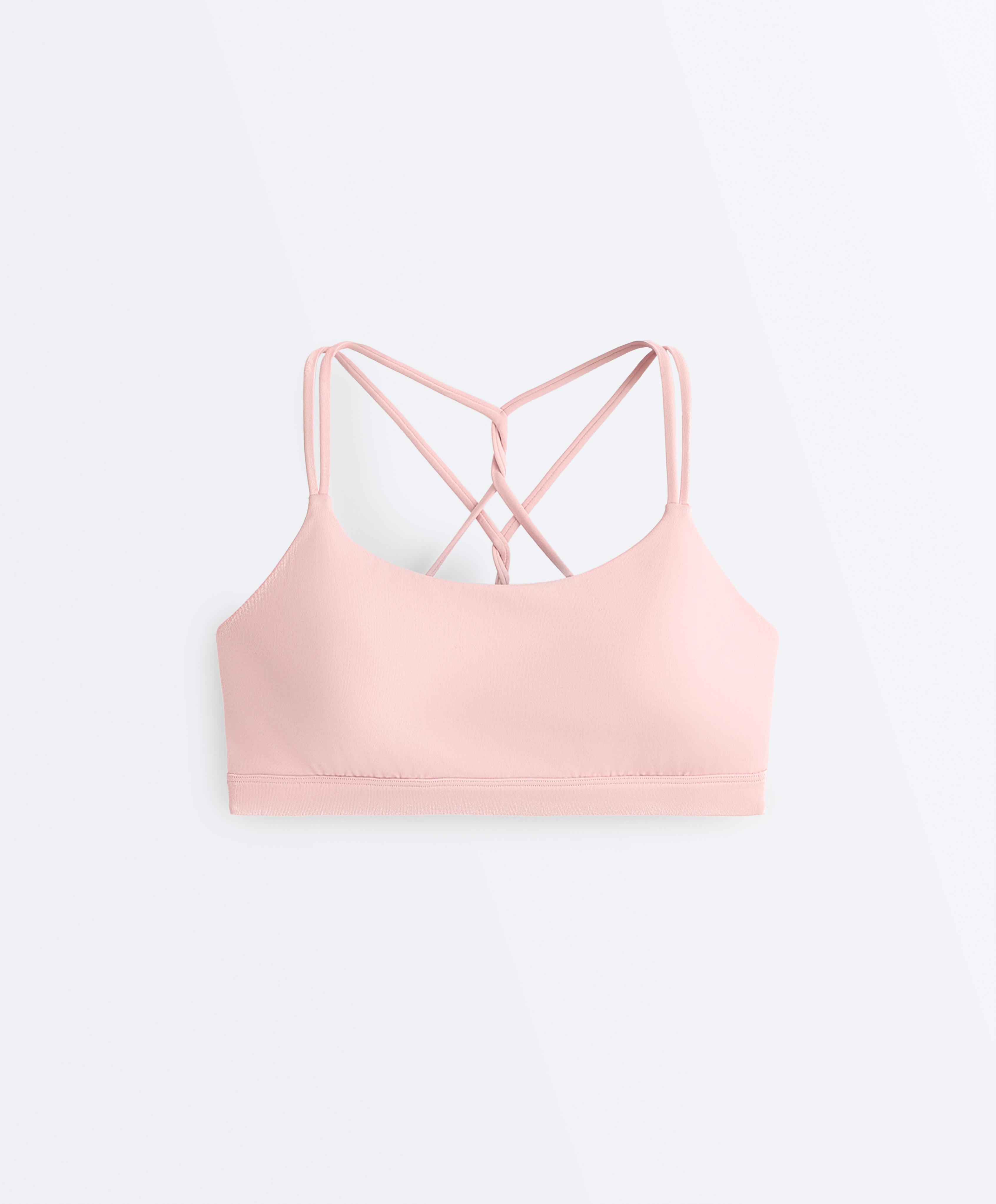 Comfortlux low-support crossover strap sports bra — VINTAGE PINK
