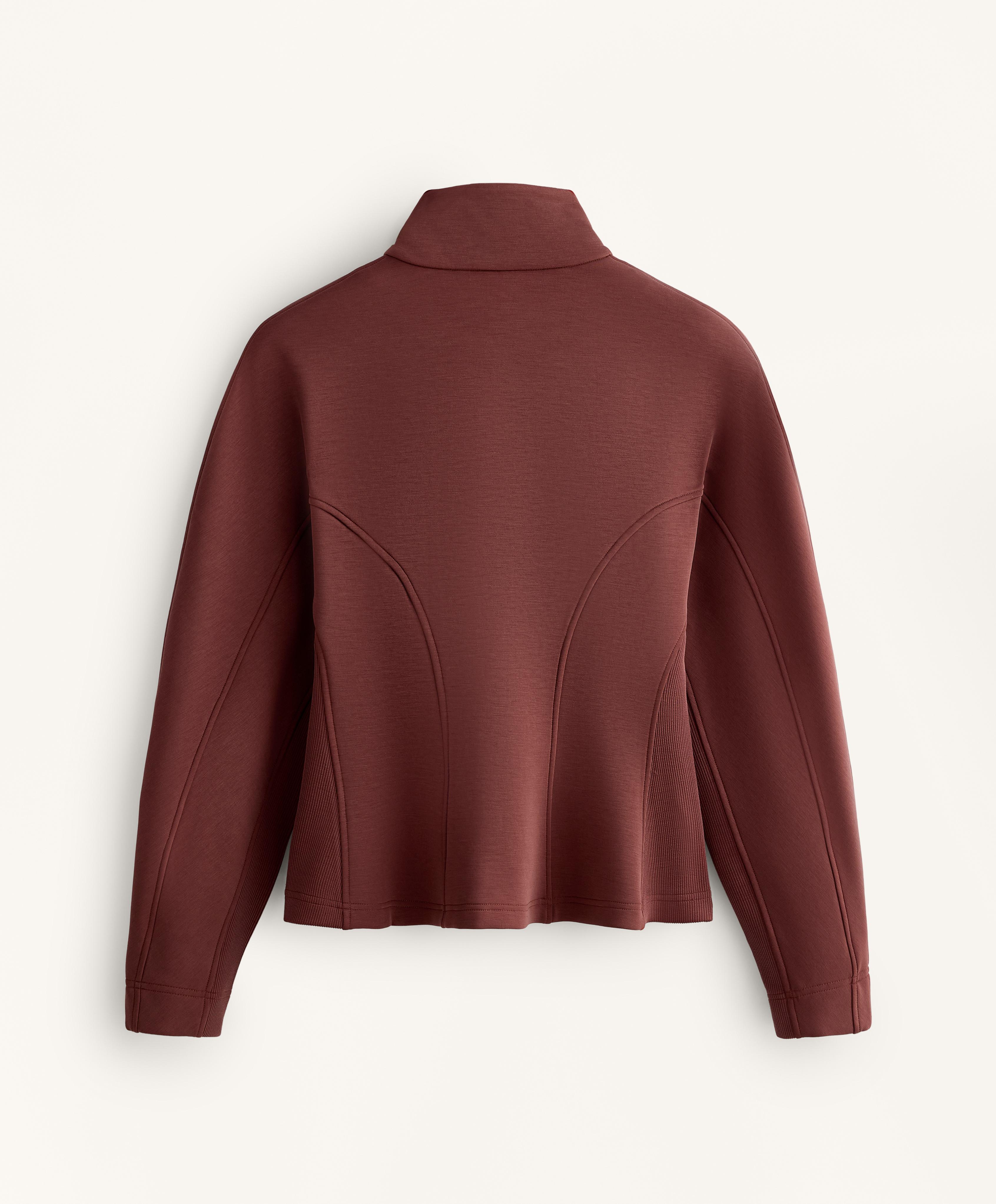 Fitted waist jacket with brushed modal — MAHOGANY