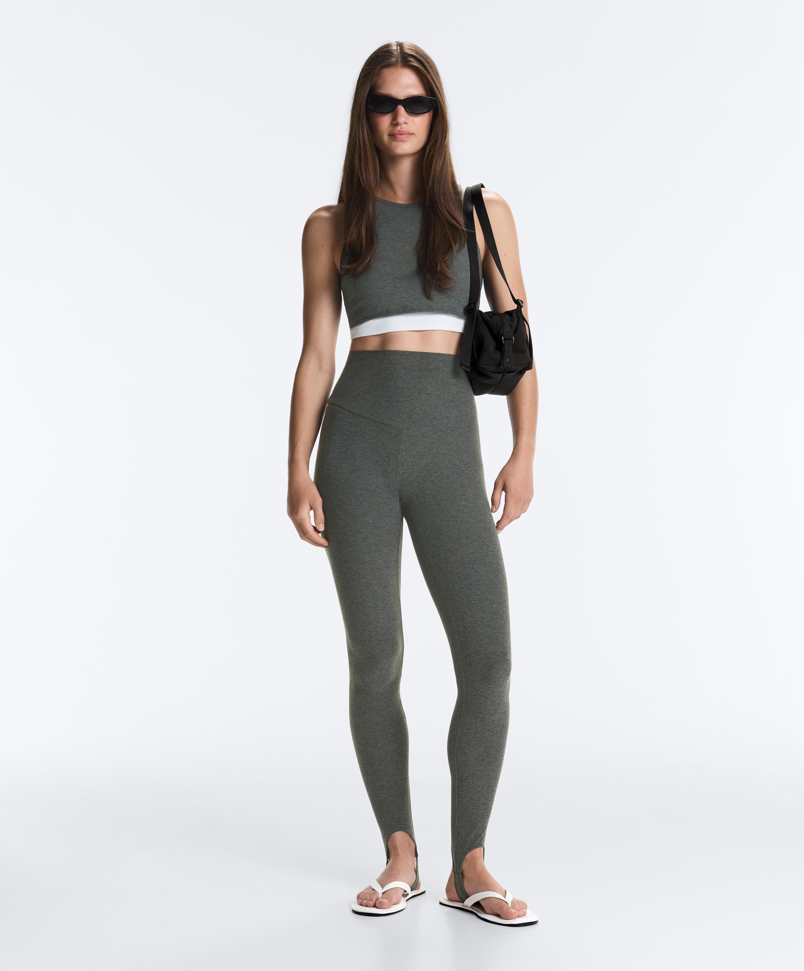 Marl overlay halterneck tank top — DARK GREY MELANGE