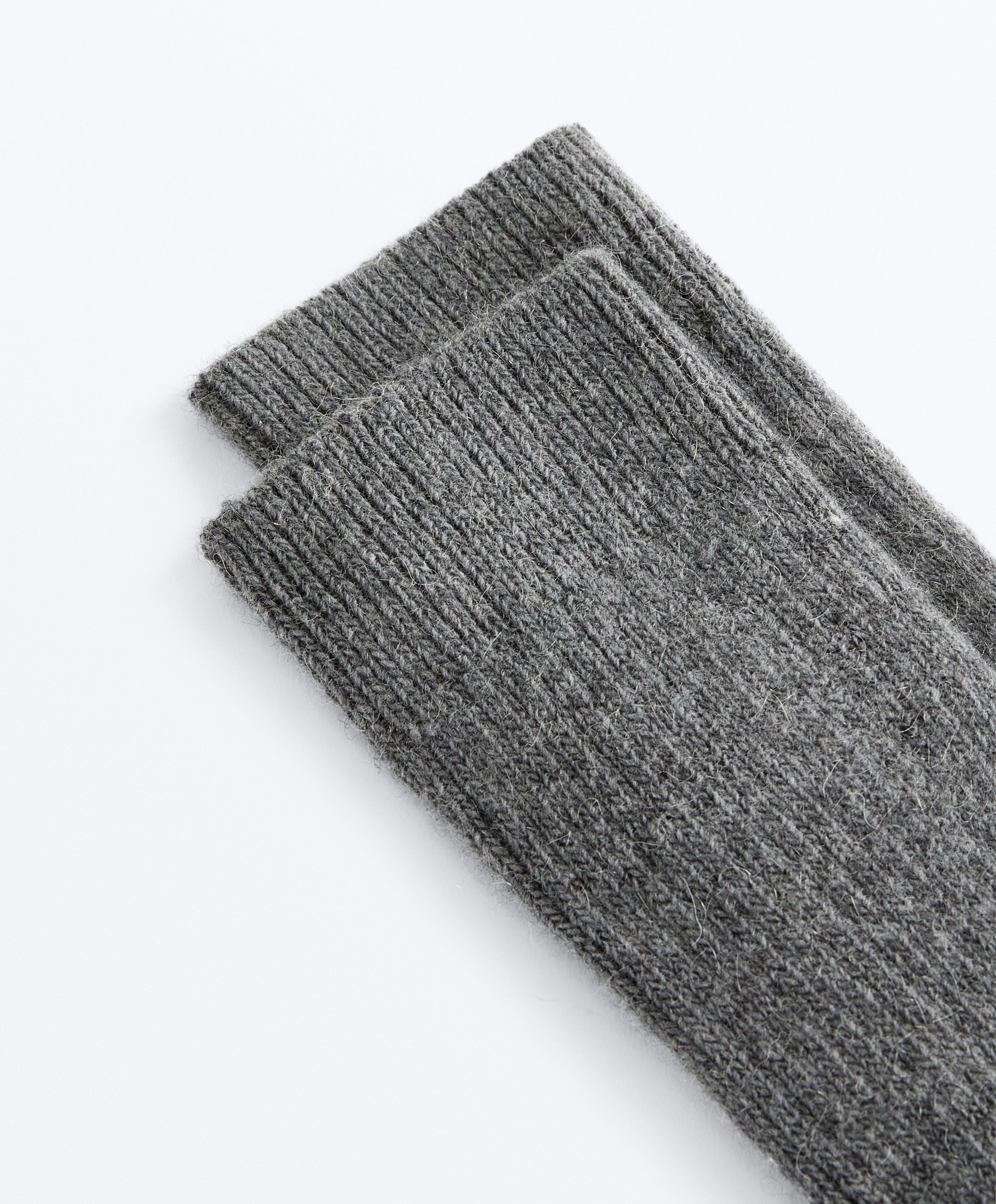 18% cashmere 13% wool long socks — DARK-GREY MELANGE