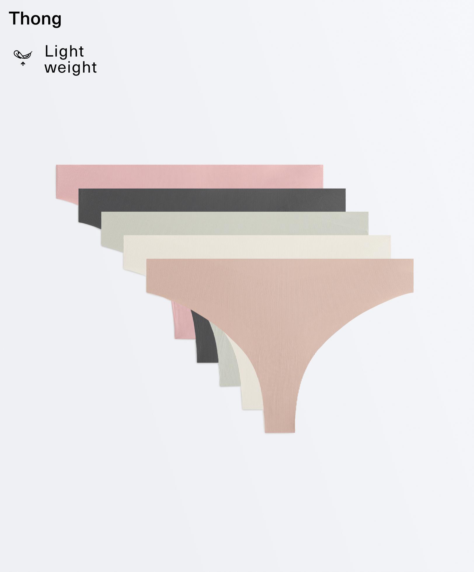 5 laser-cut polyamide blend rib thongs