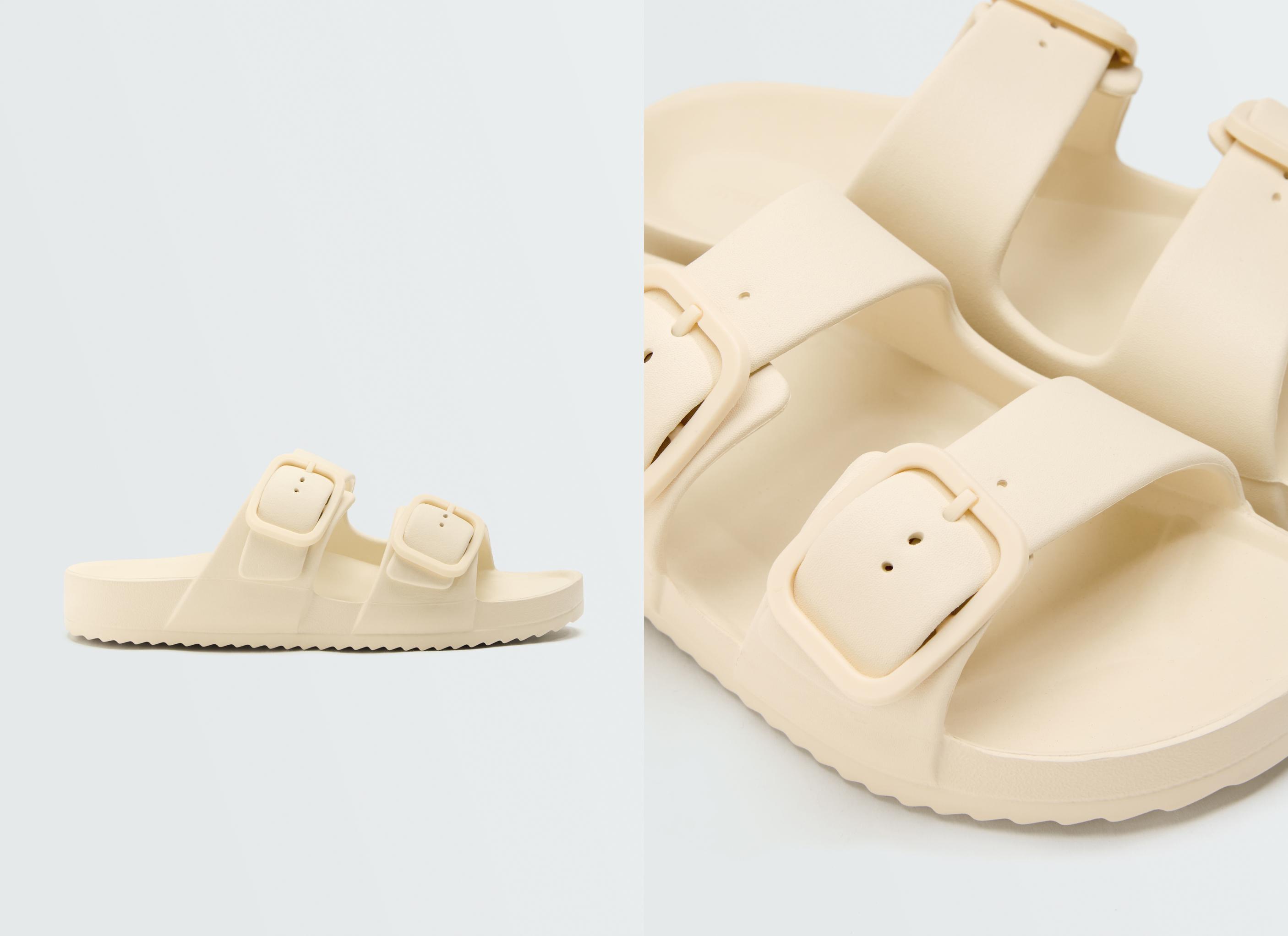 Buckle beach sandals — ECRU