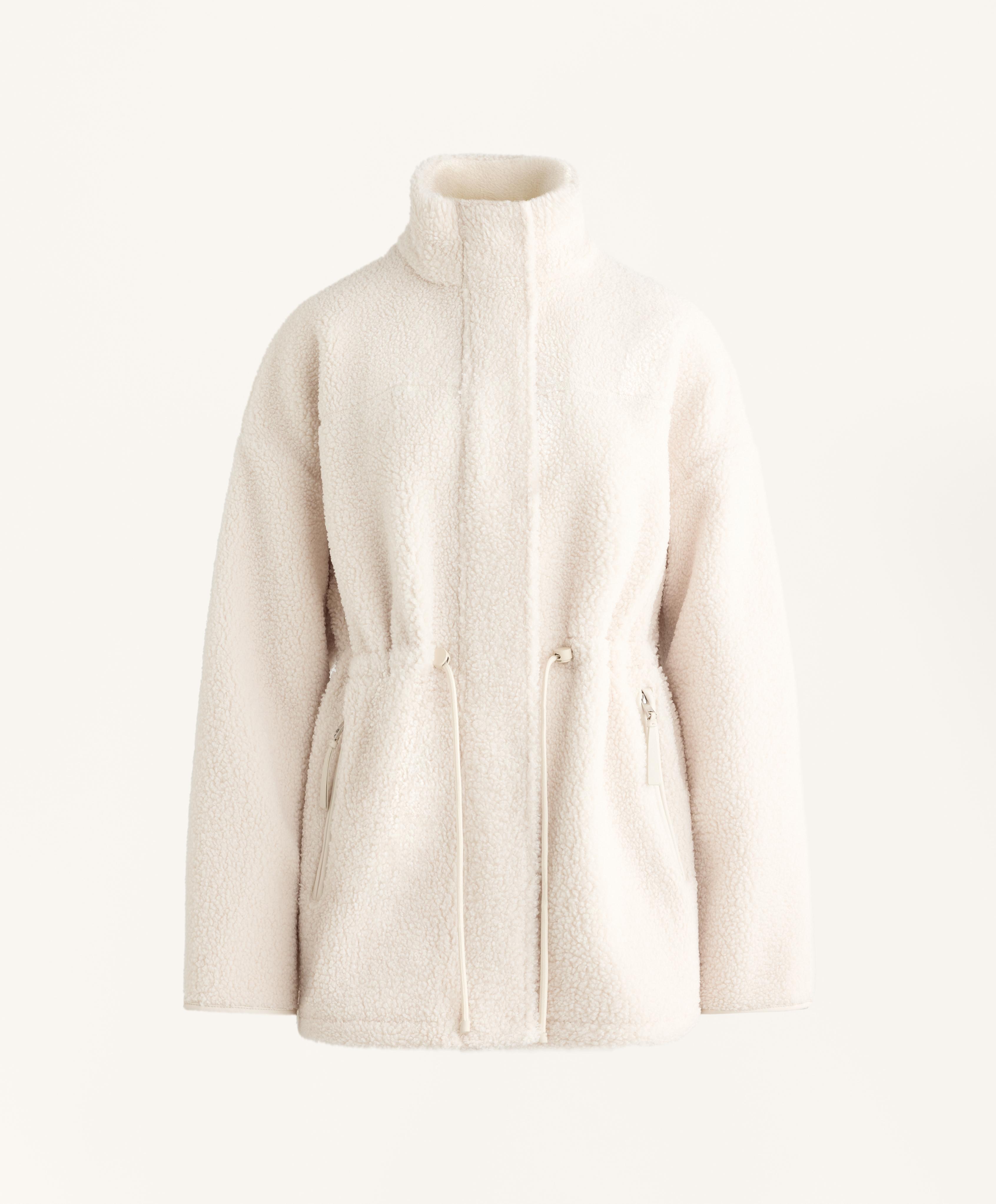 Adjustable waist faux-shearling jacket — ECRU