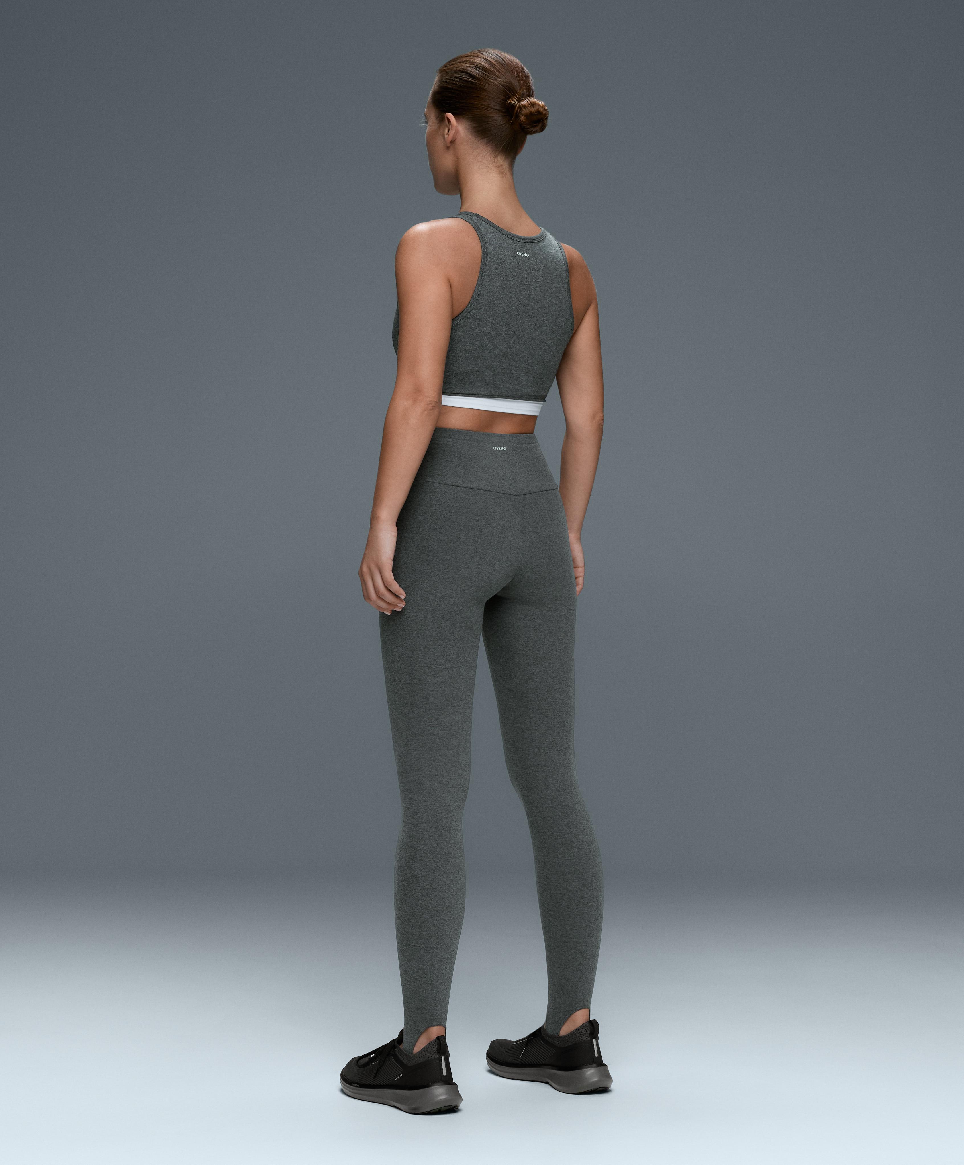 Marl overlay halterneck tank top — DARK GREY MELANGE