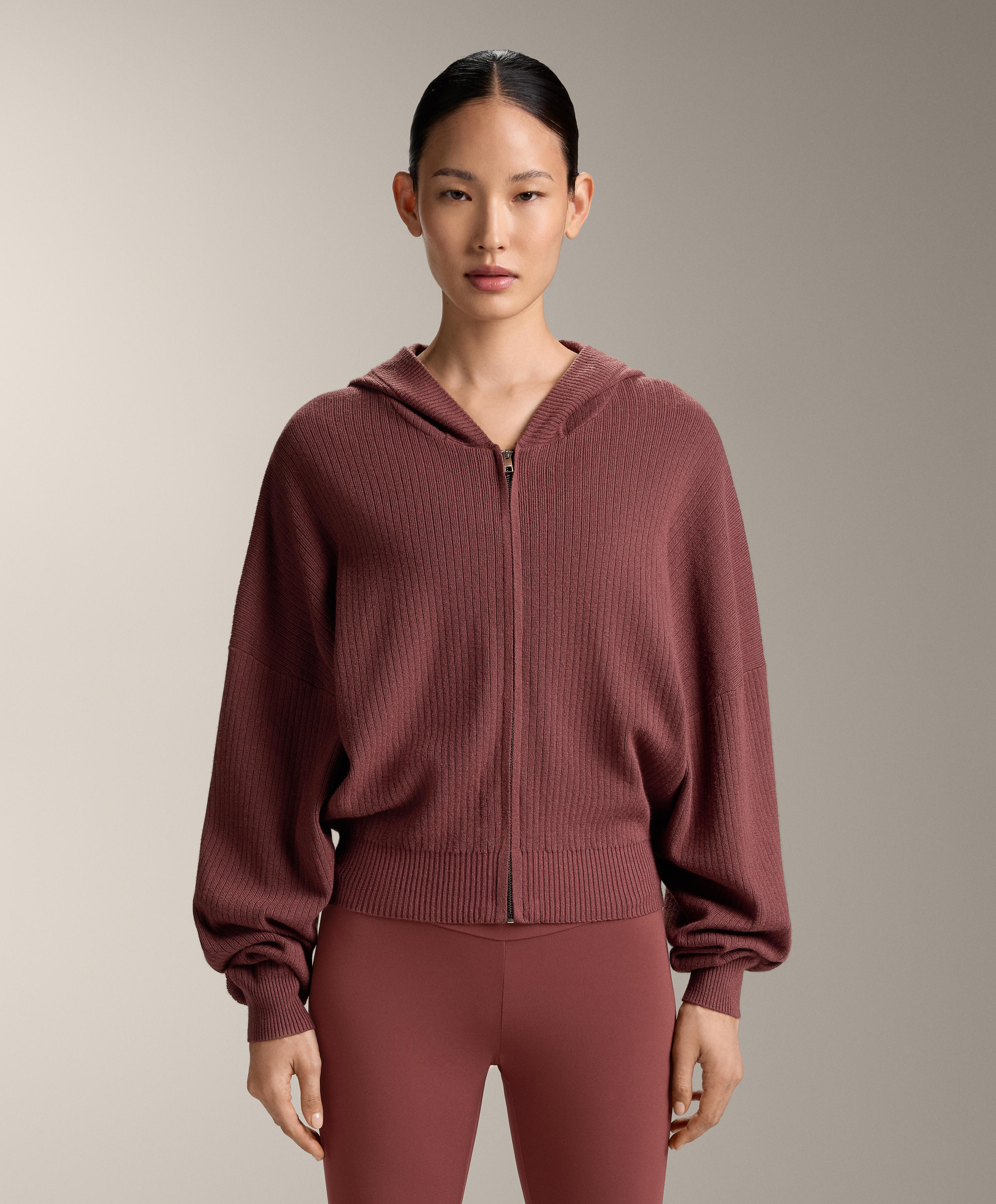 Strickjacke Rib mit Kapuze