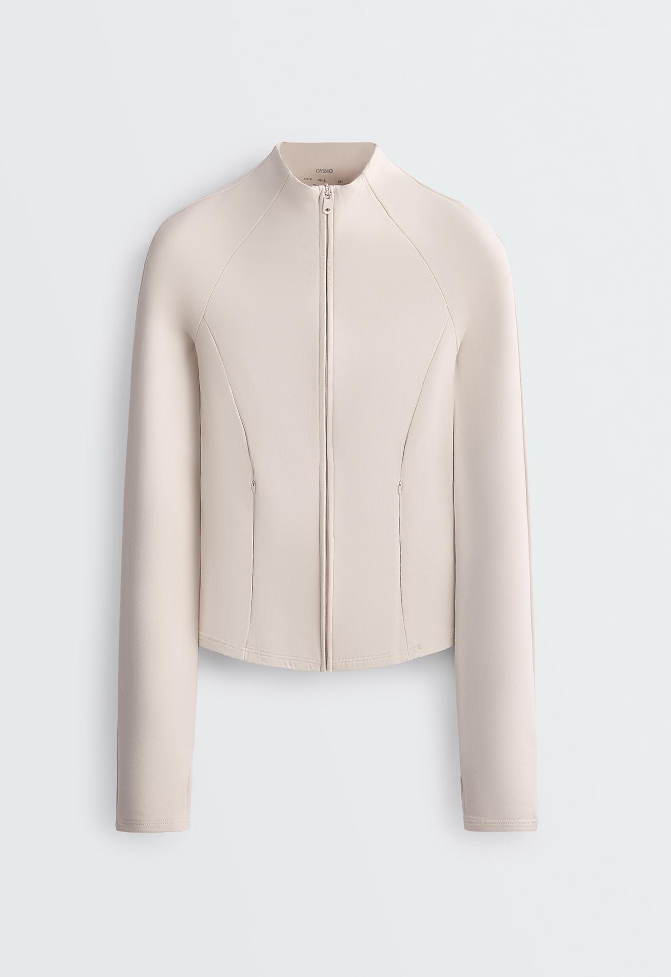 Short light warm technical jacket — PALE MINK