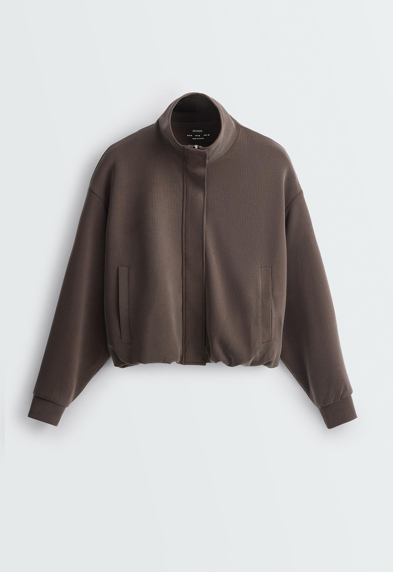 Striped jacket with modal — BROWN